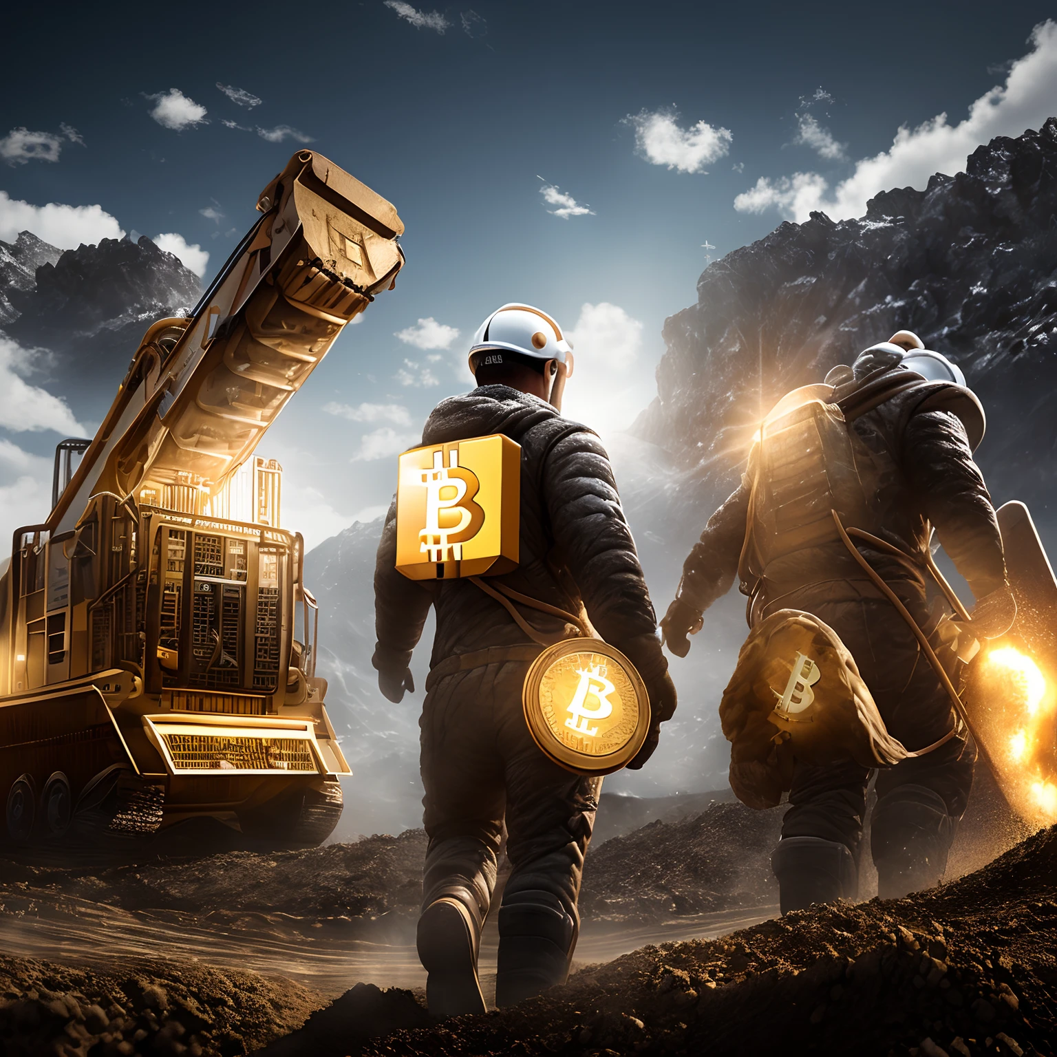 Create men mining Bitcoin