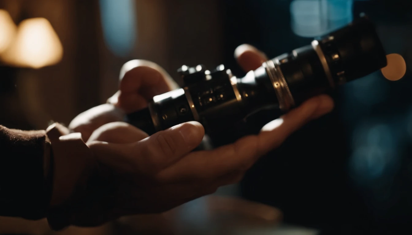 Side view of hand holding recorder in one hand