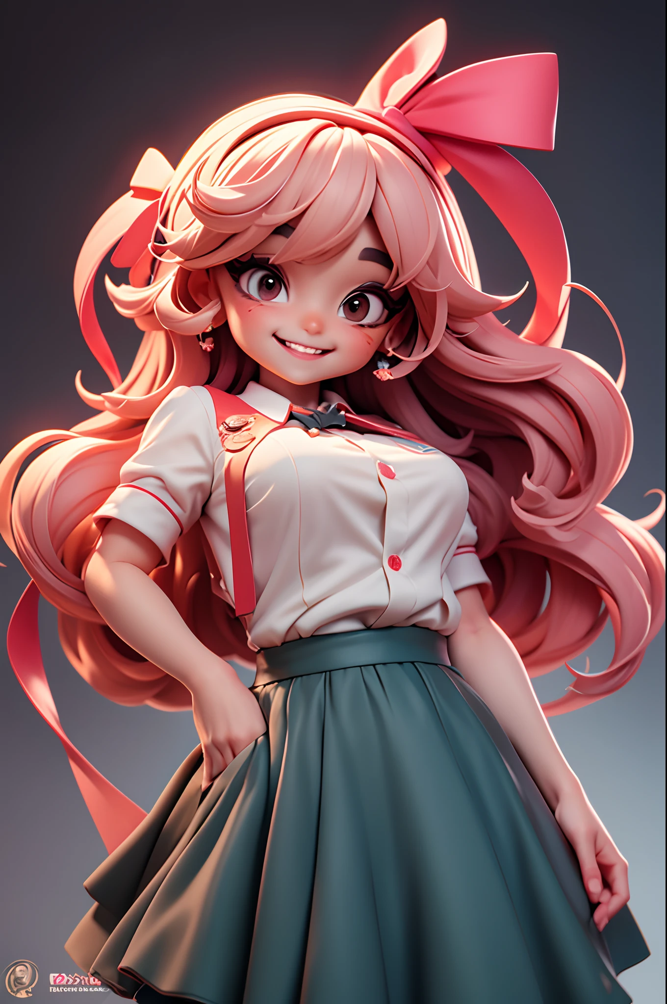 8K RAW Photos, High Resolution, 14 Years Old Korean, Very Big Round Breasts, Ribbons, Formal Shirt, Formal Skirt, Very Thin Mouth, Duck Mouth, Grinning,, Bossy Pose, Beautiful Eyes in Every Detail, Long Eyelashes, Beautiful Double Eyelids, Eyeshadow, Long ...