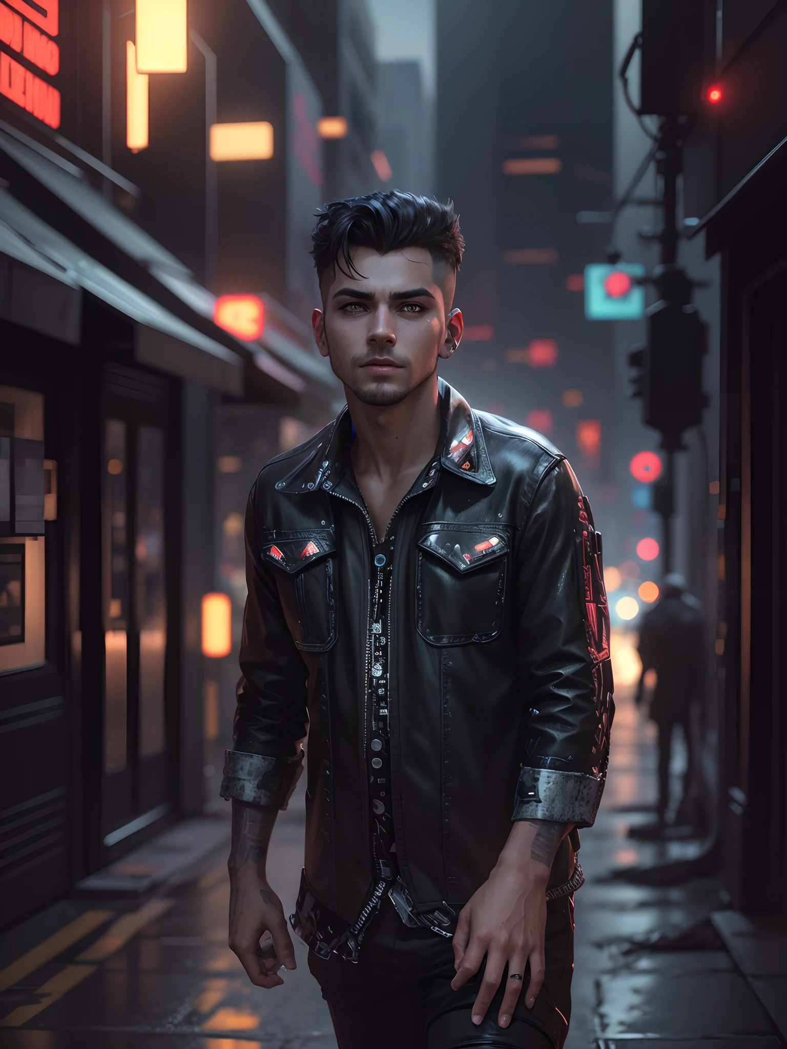 Change background cyberpunk handsome boy, realistic face,8k,ultra realistic