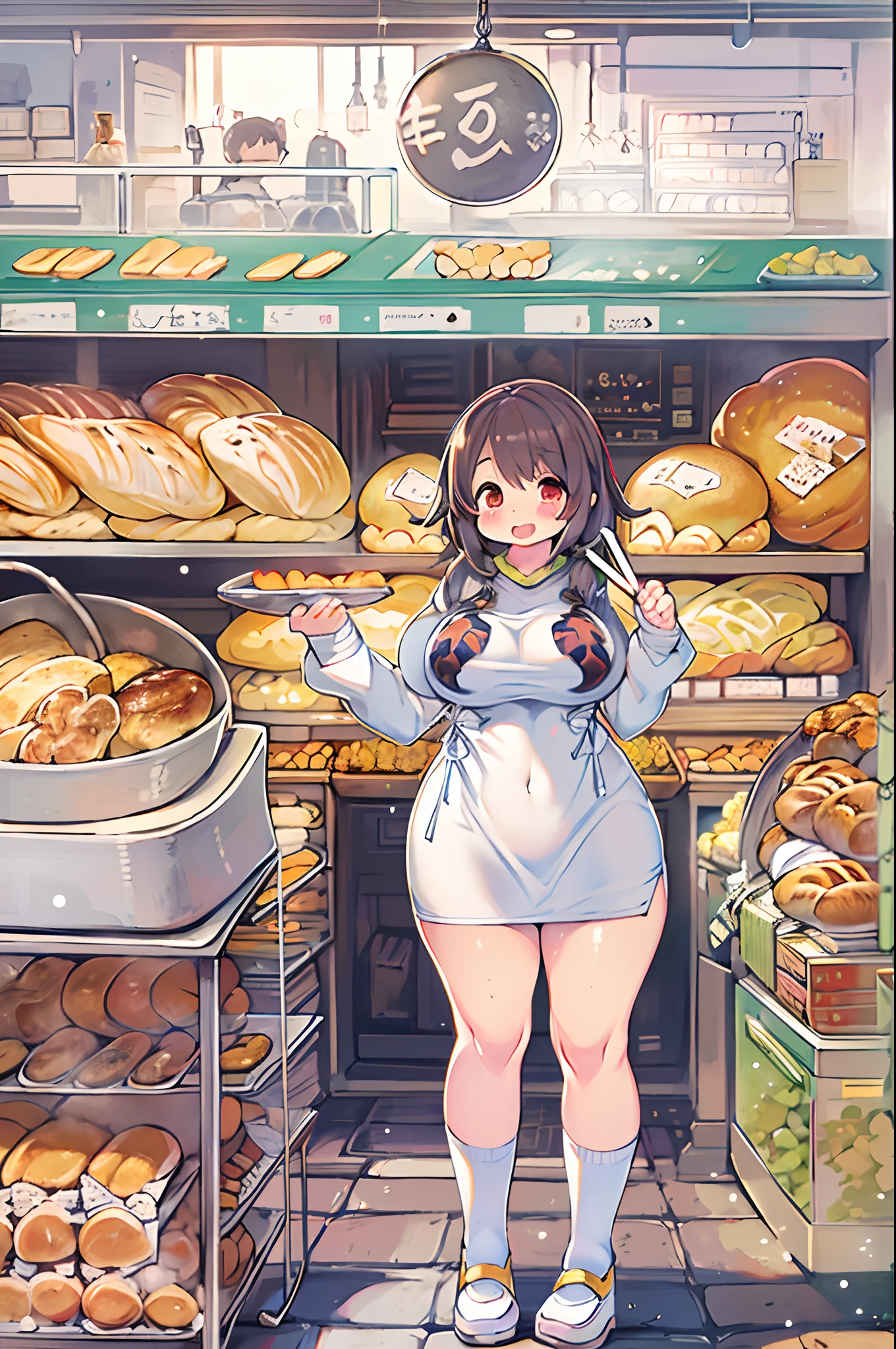  1girl, nsfw, endou_me, sanpaku, (black eyes:1.4), blonde hair, long hair, hairclip, crying, empty eyes, Sweets store,  local snack shop, Kitchen, large breasts, nipple, Walking, Cooking Classes, frozen, Wet, crying, Naked, (1girl) Blank look, Peeing, lactation, projectile lactation, sea