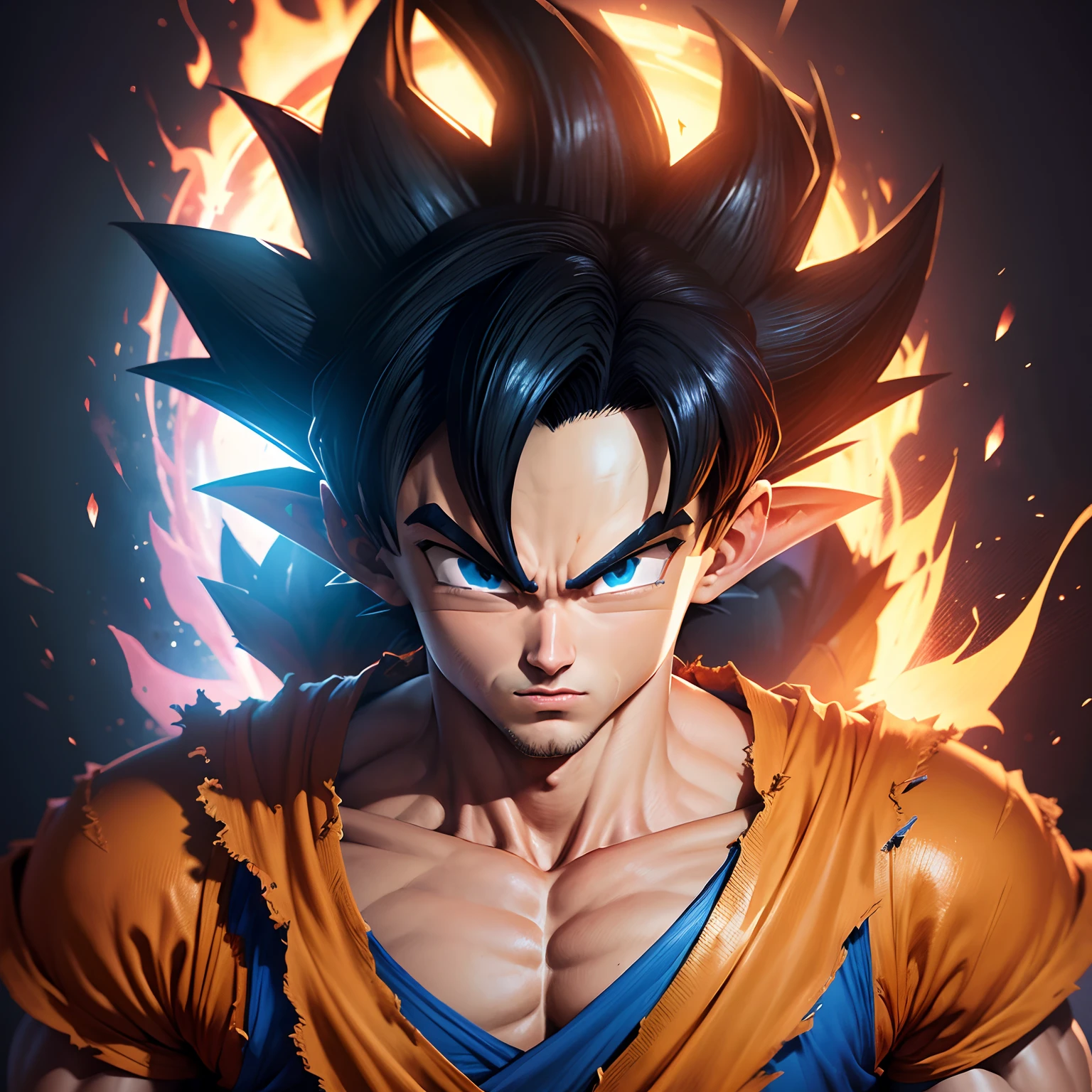 Extremely detailed poster Goku;, ((estilo medieval, Classe de personagem dragon ball super)), 8k UHD, Fotografia RAW, pintura digital, ultra detalhado, proportion Aurea