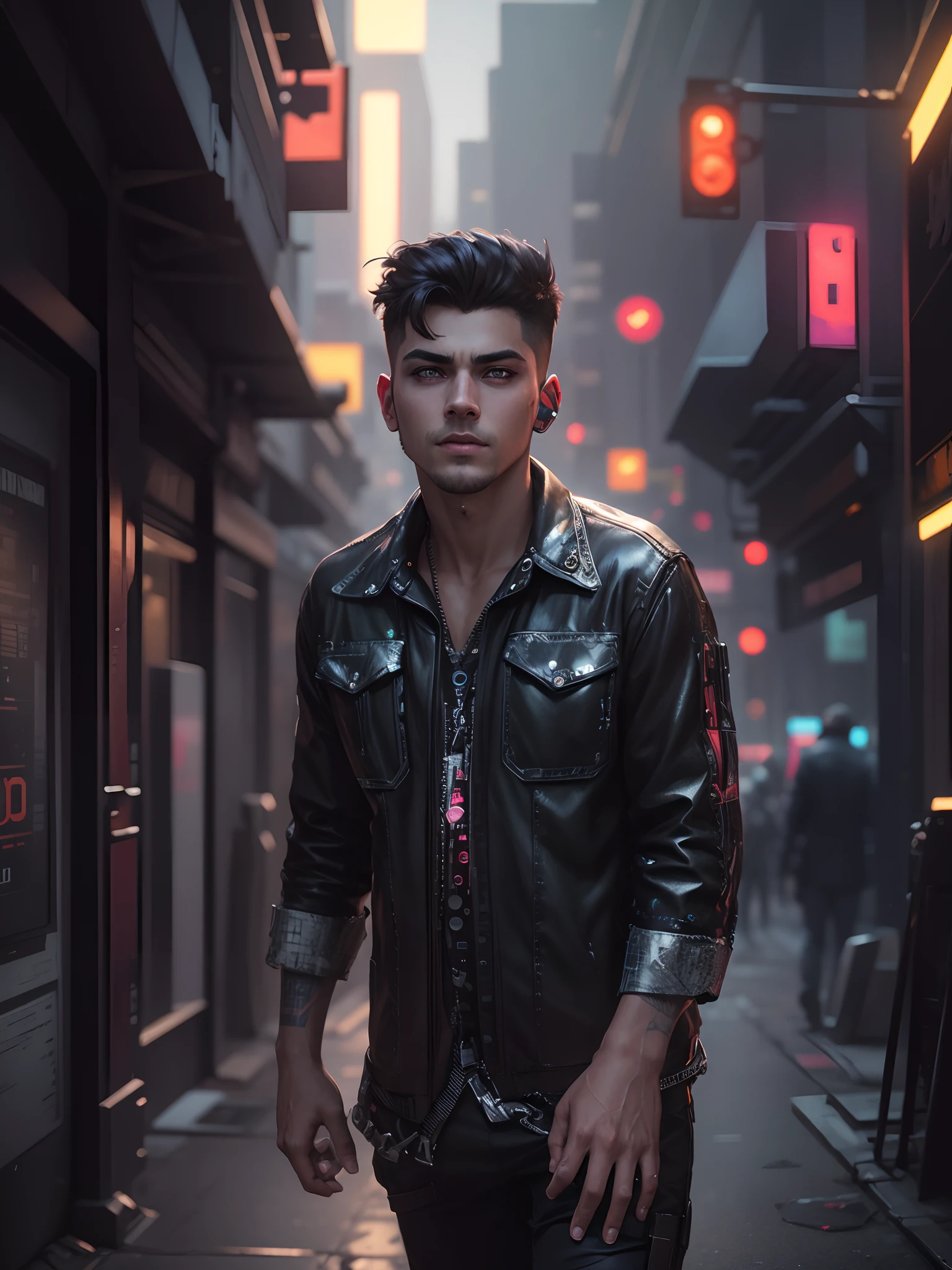 Change background cyberpunk handsome boy, realistic face,8k,ultra realistic