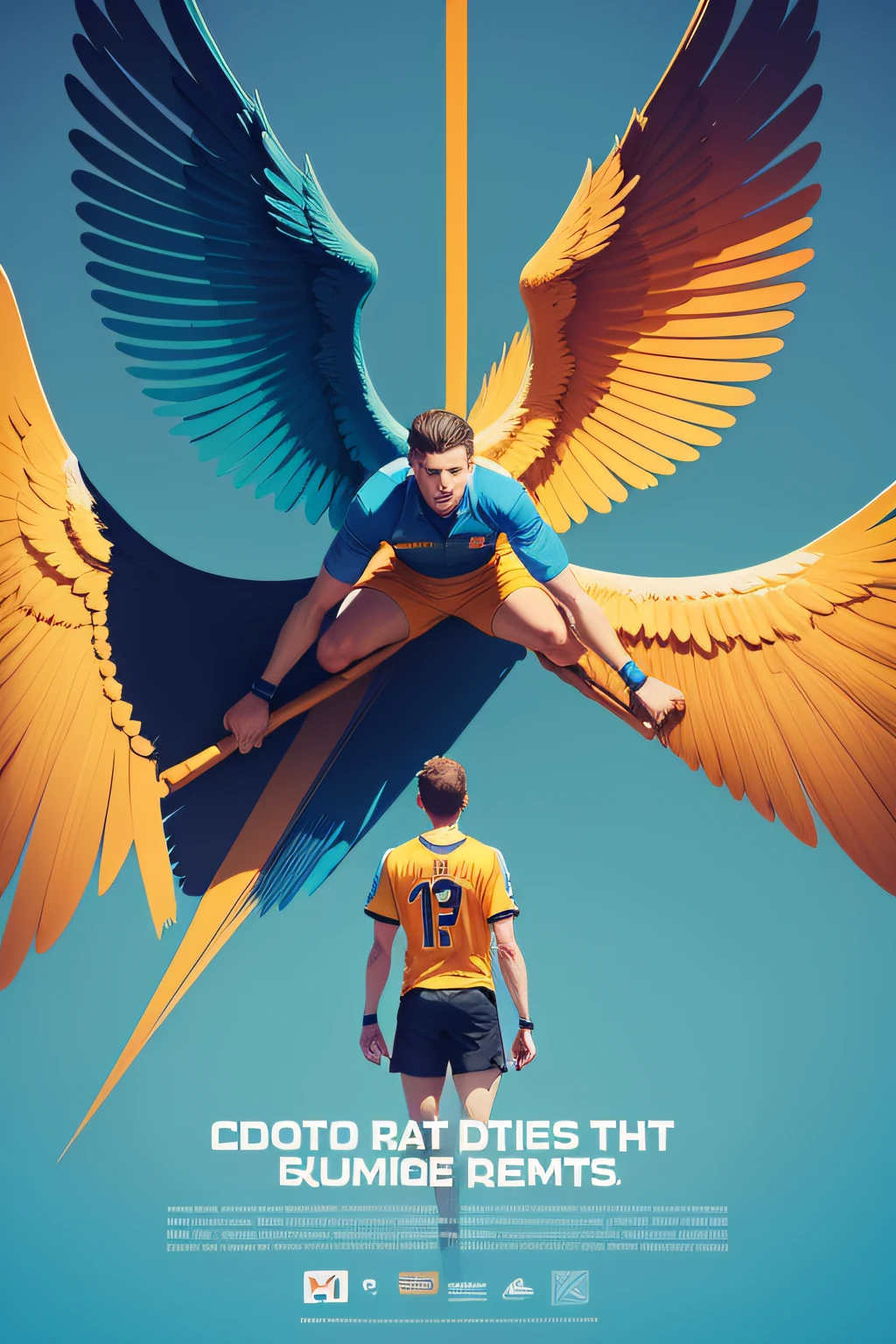 Company poster design,The theme is people with disabilities,dream,wingspan,Sports equipment,illustration,Vibrant colors,