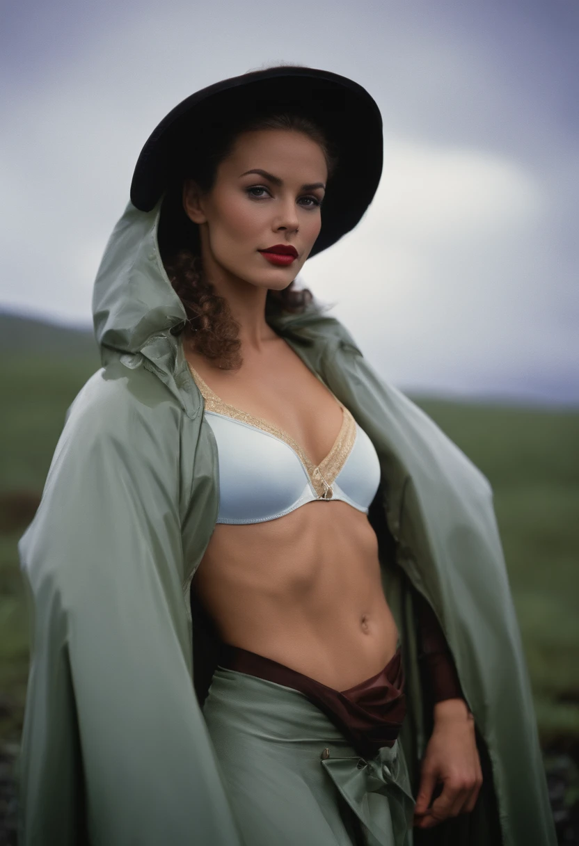 ((High definition)), ((full bodyesbian)) press photography, ((dancer)) ((Wear an open raincoat and underwear)), ((Lockheed Vega 5B at the North Pole)), ((Enchanting)), ((hair-bun)), ((looking at the camera in)), Detailed, Detailed pretty face, Sharp focus, (Detailed and intricate), 4K, Leica 35mm F2.8, Fuji Superia Reala 100