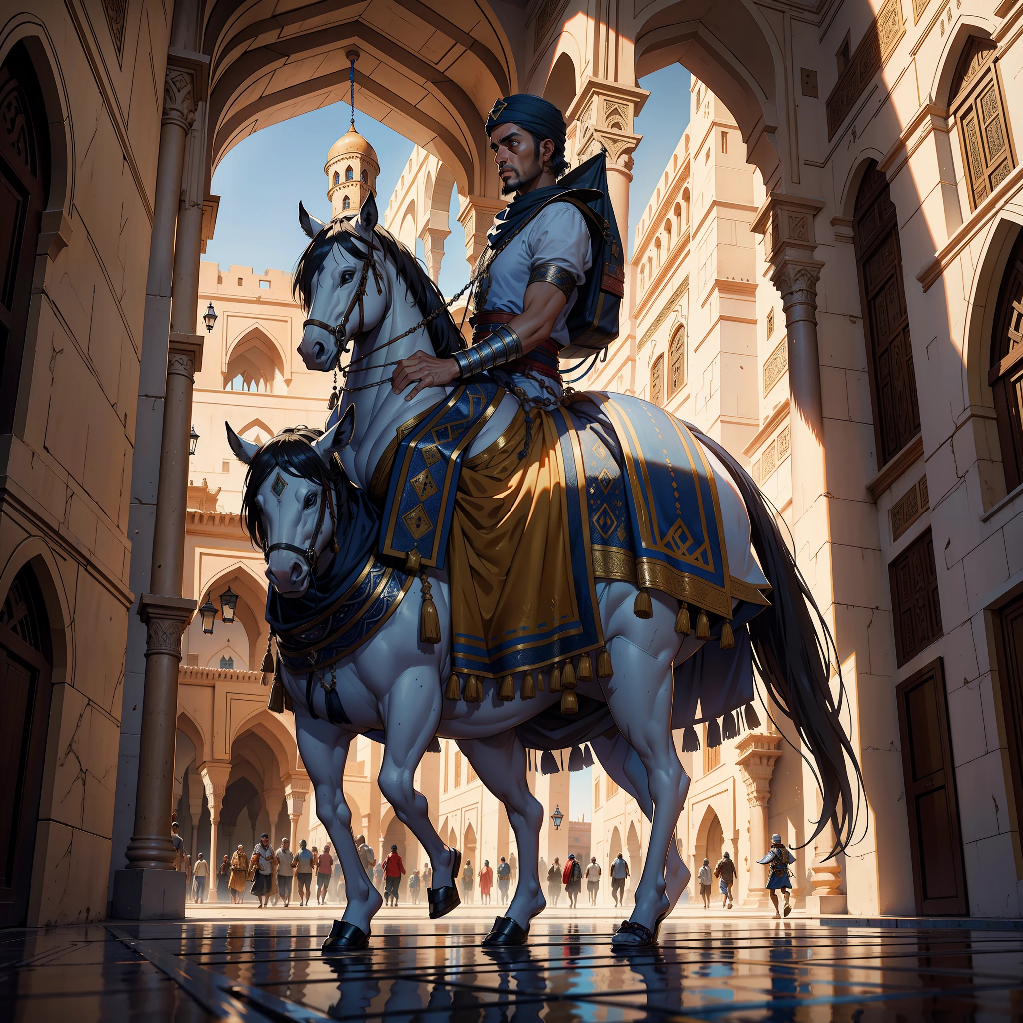 hyper realistic super detailed Dynamic shot masterpiece cinematic scene scenes movie epic legendary moroccan city islamic architecture moroccan souk moroccan carrying medieval moroccan carrying merchandise large environment Moroccan islamic hyper realistic super detailed 3D view