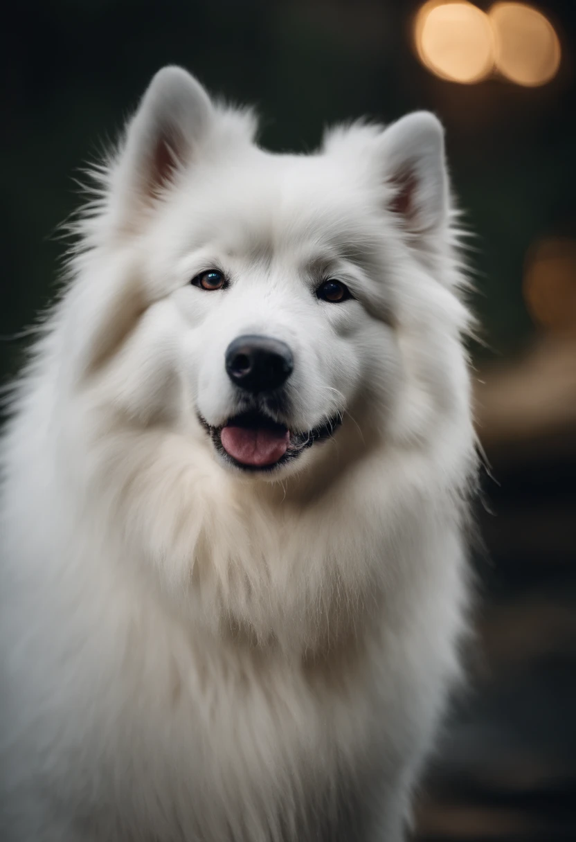 Portrait of a Samoyed wet after bath