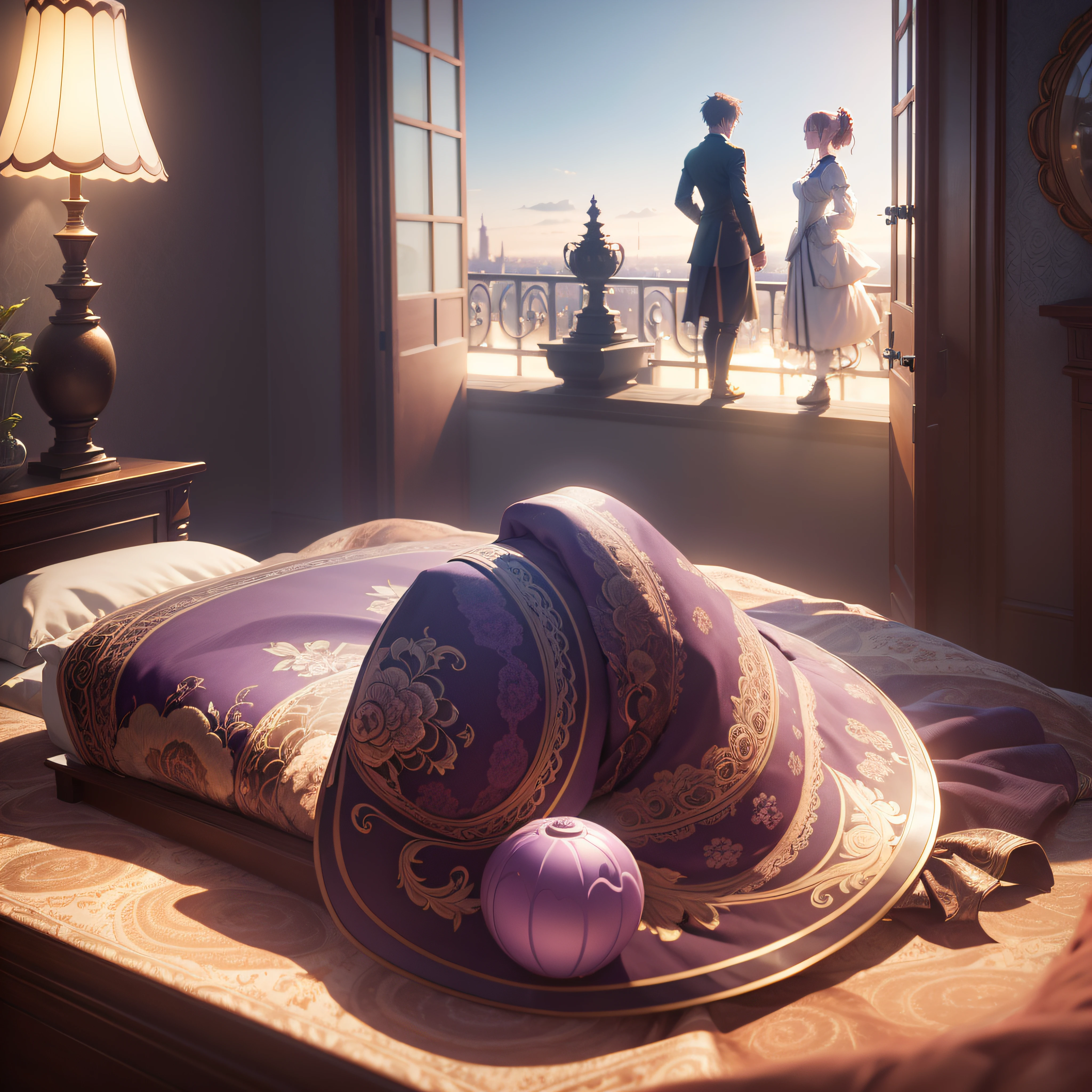 masutepiece, Best Quality, (extremely detailed CG unified 8k wallpaper), (Best Quality), (Best Illustration), (Best Shadow), (Stable diffusion model), Violet Evergarden, glinting, Beautiful, Victorian-style bedroom, Dynamic lighting, depth of fields --auto