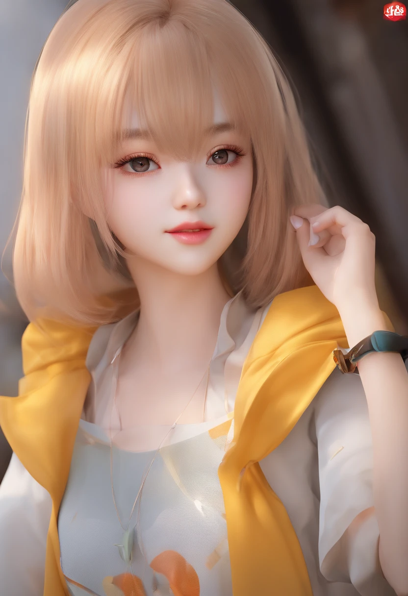 Futon sit、Breasts F Cup、young white shiny skin、Very slender style、(Golden hair)、Dazzling highlights、shinny hair,Beautiful bangs that shine、Very cute 16 year old girl、in 8K、 top-quality, 超A high resolution, very slender body、Crisp double、Very realistic face、Face with a three-dimensional effect、tthin eyebrows、Landmine fashion、Twin-tailed、
