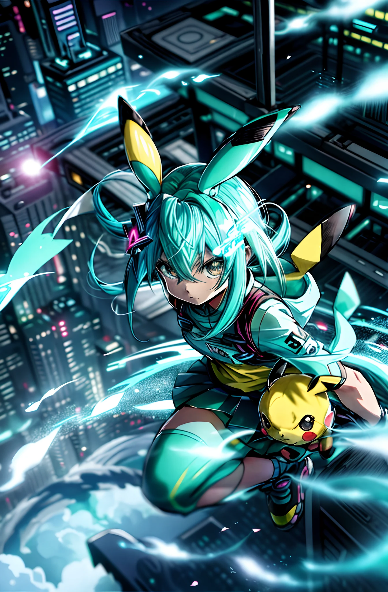 Pikachu、miku hatsune、Inazuma from the eyes、⚡️、the detail、
