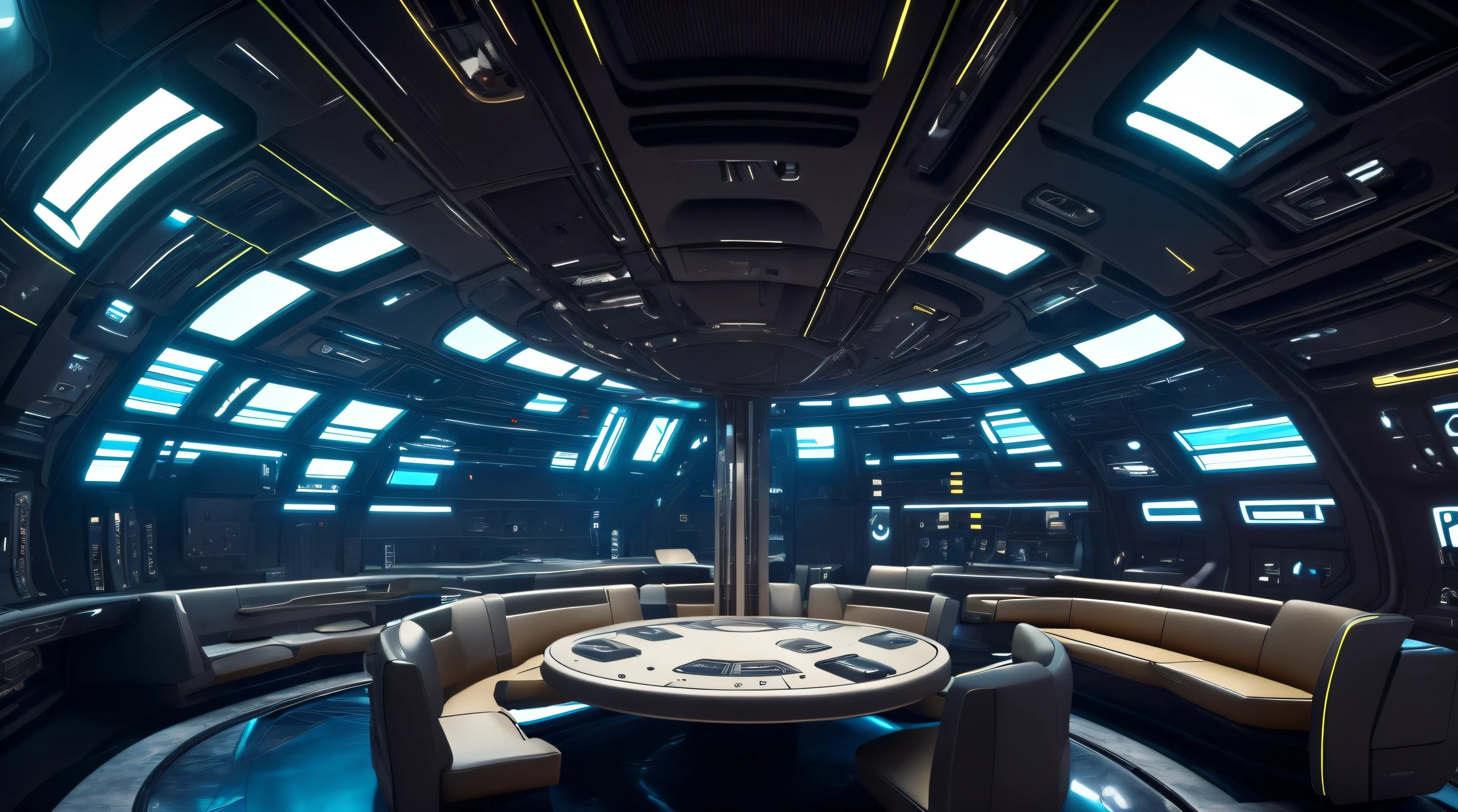 interior of an unidentified flying saucer, cyberpunk style