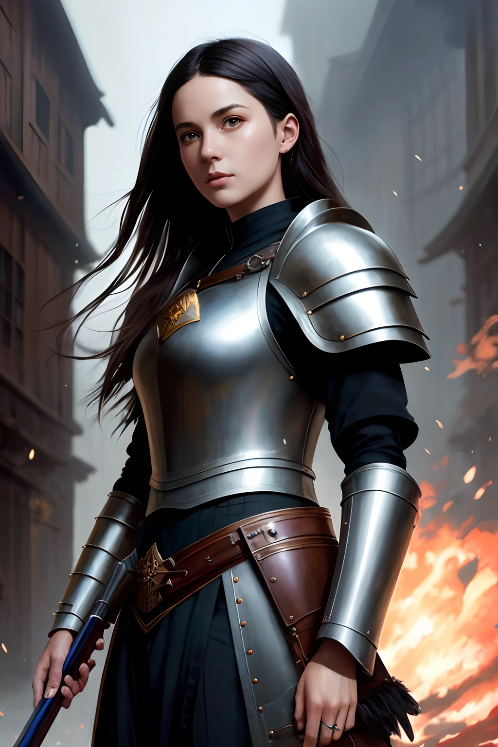 modelshoot style, (extremely detailed CG unity 8k wallpaper), full shot body photo of the most beautiful artwork in the world, medieval armor, professional majestic oil painting by Ed Blinkey, Atey Ghailan, Studio Ghibli, by Jeremy Mann, Greg Manchess, Antonio Moro, trending on ArtStation, trending on CGSociety, Intricate, High Detail, Sharp focus, dramatic, photorealistic painting art by midjourney and greg rutkowski