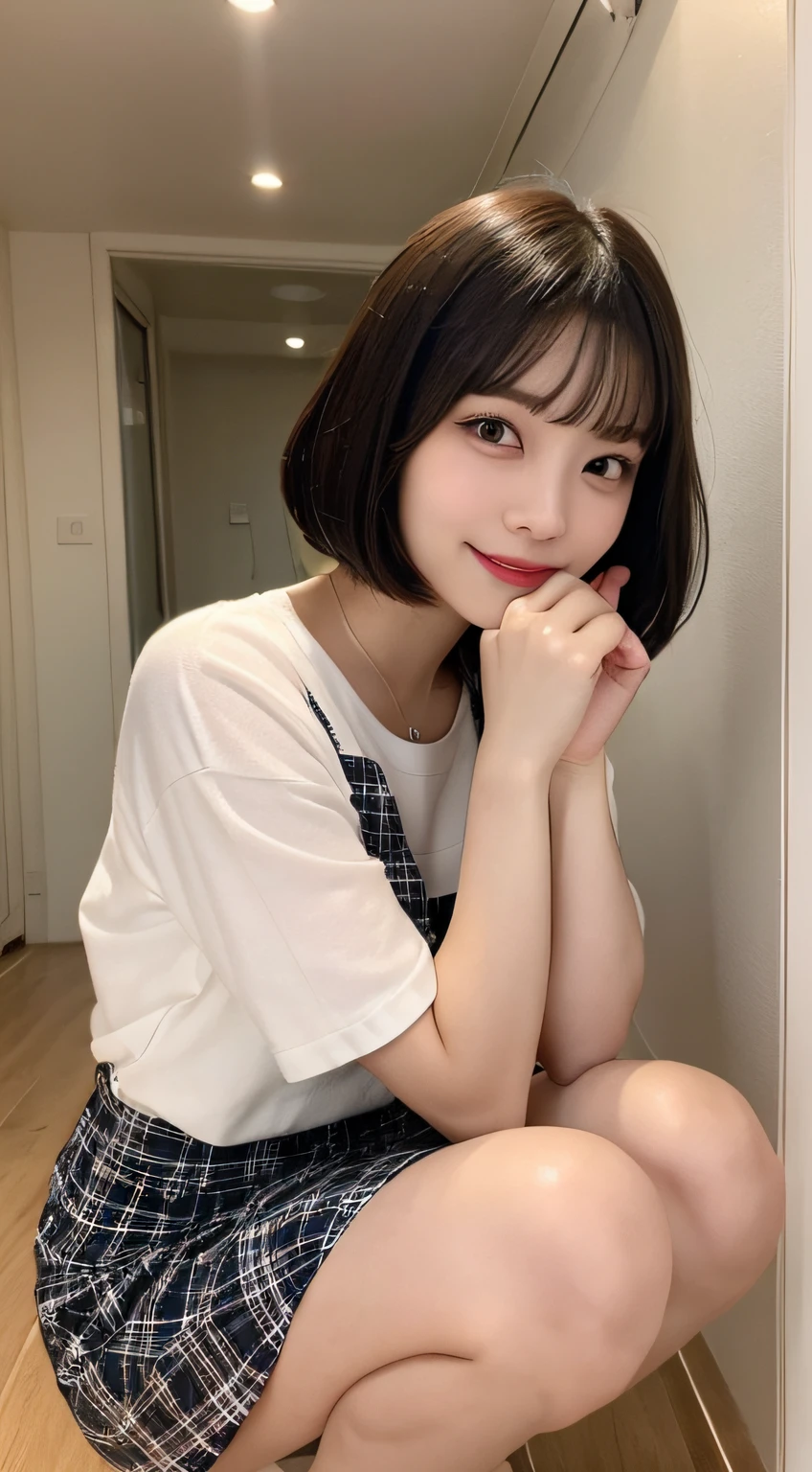 Photo Real、photoRealstic shorth hair、Wet bangs、damp hair、Wet hair、Drenched hair Round face、the face is round、cat eyes eyes、Hanging eyes、big eye、small mouth、a small face、a baby face、Pure white skin、Wet face T-shirt naked、Thin T-shirt、Pichi Pichi T-shirt、Damp T-shirt、Wet T-shirt、Transparent T-shirt、Drenched T-shirt、Wet long T-shirt 15yo student、skinny body、Soft thighs、Skinny Legs Laughing expression、Smiling、Laughing、Sit boldly、Sweat profusely、Sweating、Water all over the body、whole body Dripping wet、Cover with water、Water the whole body Background with、sauna、Timber wall、wood floor、Timber stairs