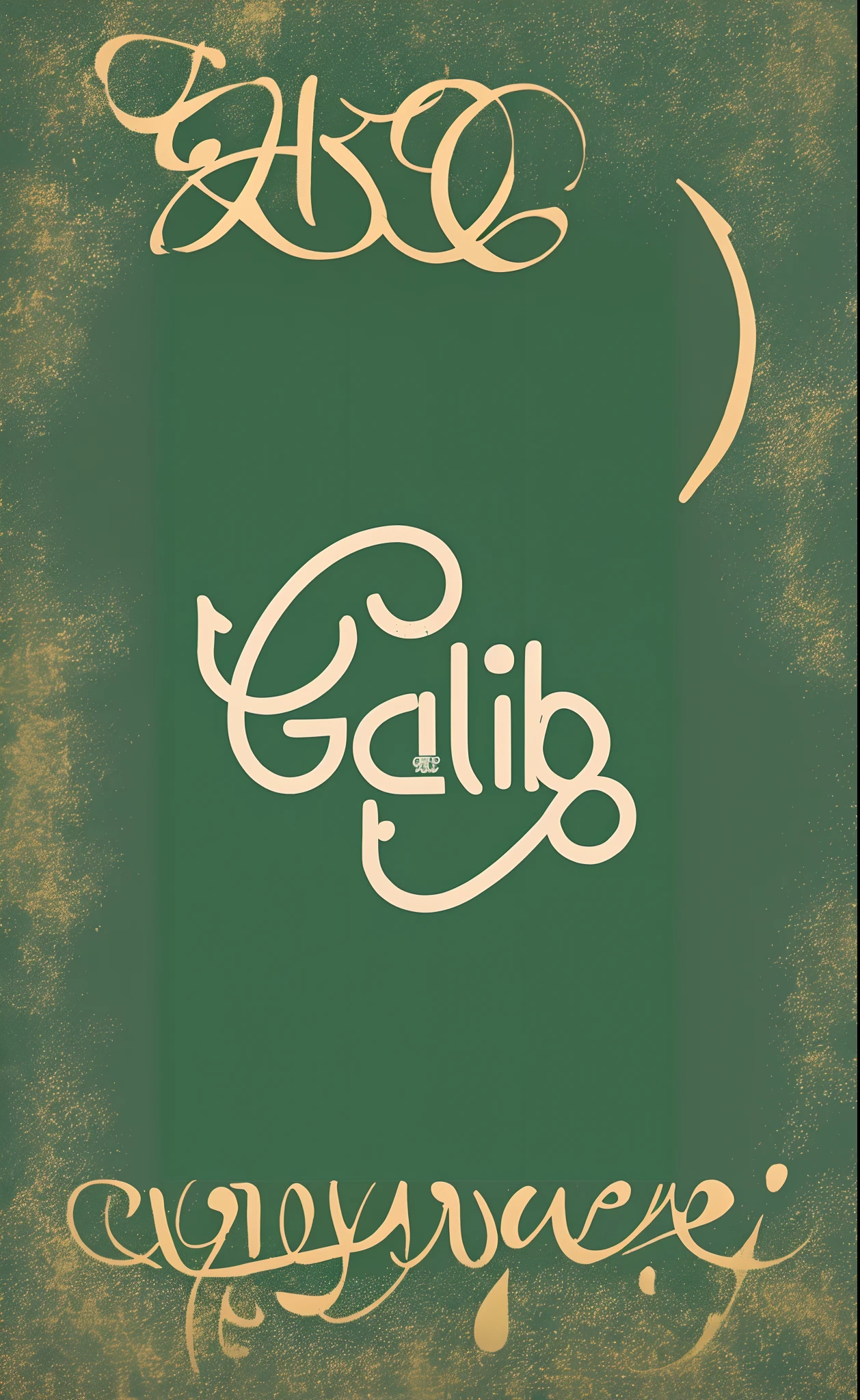 a green background with a white calligraphy that says,'callig ', yellow calibri font, caligraphy, caligrafiturism style, gibli, chillhop, studio ghilbi, studio gibli, inspired by Carlo Galli Bibiena, inspired by Zsolt Bodoni, glair, inspired by Galen Dara