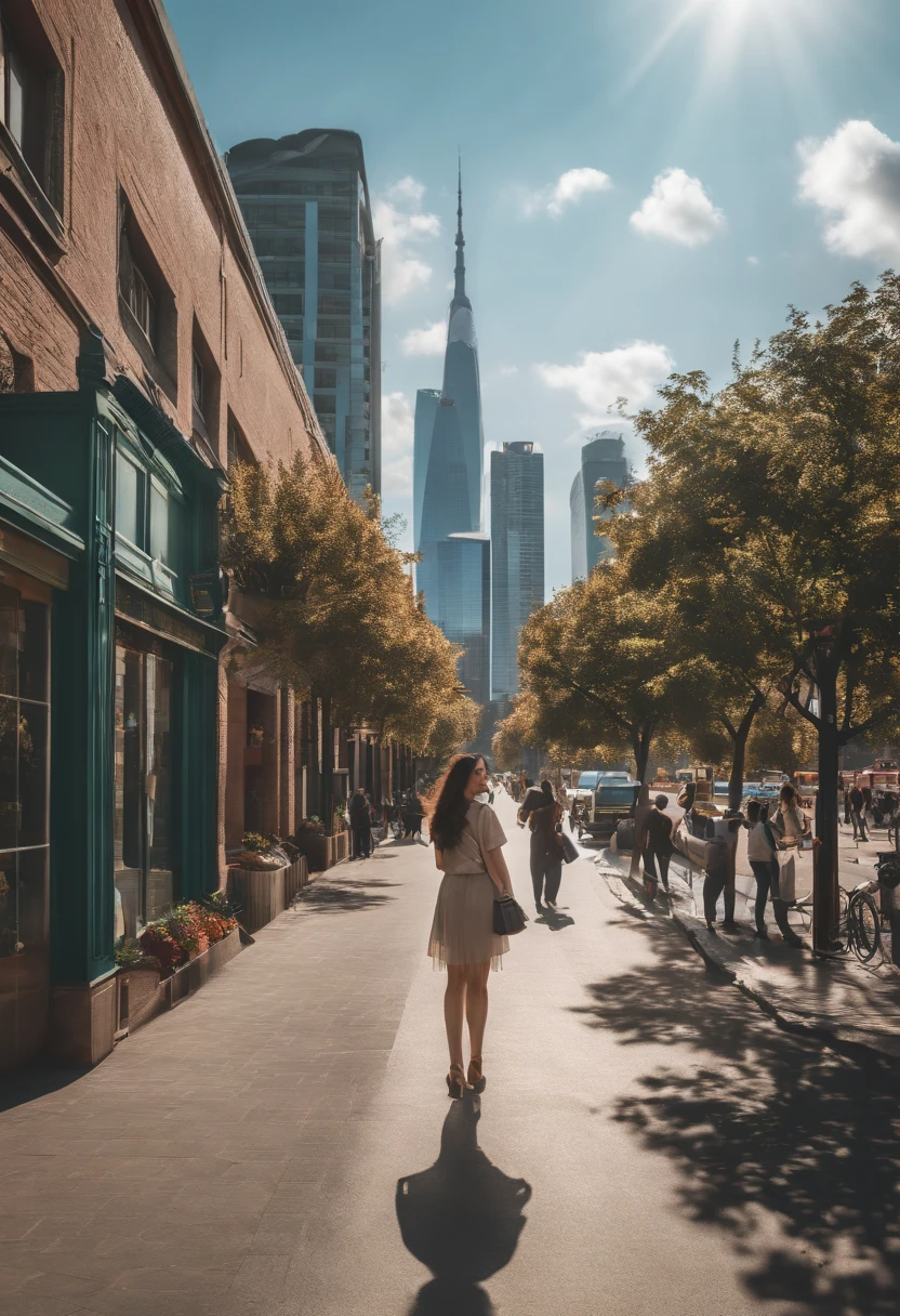 (best quality,4k,8k,highres,masterpiece:1.2),ultra-detailed,realistic,photorealistic:1.37,Korean woman,(long-flowing hair),(bold, vibrant, fashionable) school uniform,girl posing for the camera,piercing gaze,sunny day,Gangnam skyline,scenic view,colorful backdrop,energetic ambiance,urban landscape,lively atmosphere,modern cityscape,vibrant colors,bustling streets,high-rise buildings,Coffee shops and boutiques[bright and welcoming,clean and elegant,hipster vibes],pedestrians bustling,city life in full swing,brisk passersby,sunbeams,soft shadows,sunlit streets,cheerful mood,enigmatic beauty,mysterious atmosphere.