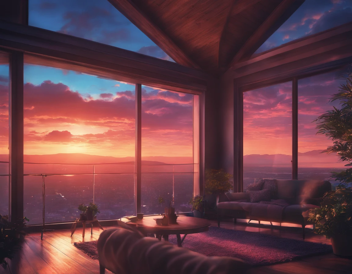 Anime- Cielo hermoso estilo los 80 retro , 4k fondo de pantalla