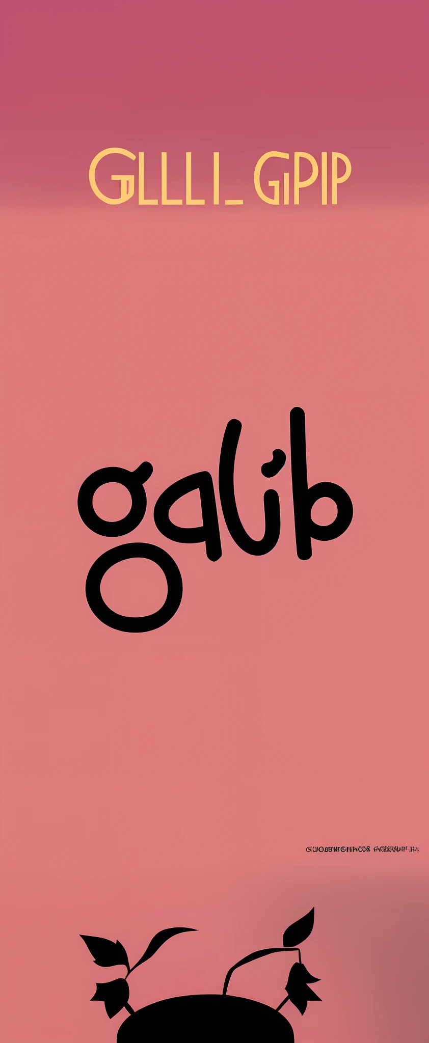 a pink background with the word'glip'in black, gibli, studio gibli, studio ghilbi, yellow calibri font, glair, studio ghibi, gilt, chibi, studio ghibly, caligraphy, gulf, studio ghibly style, studio ghiblil, by Galen Dara, hijab