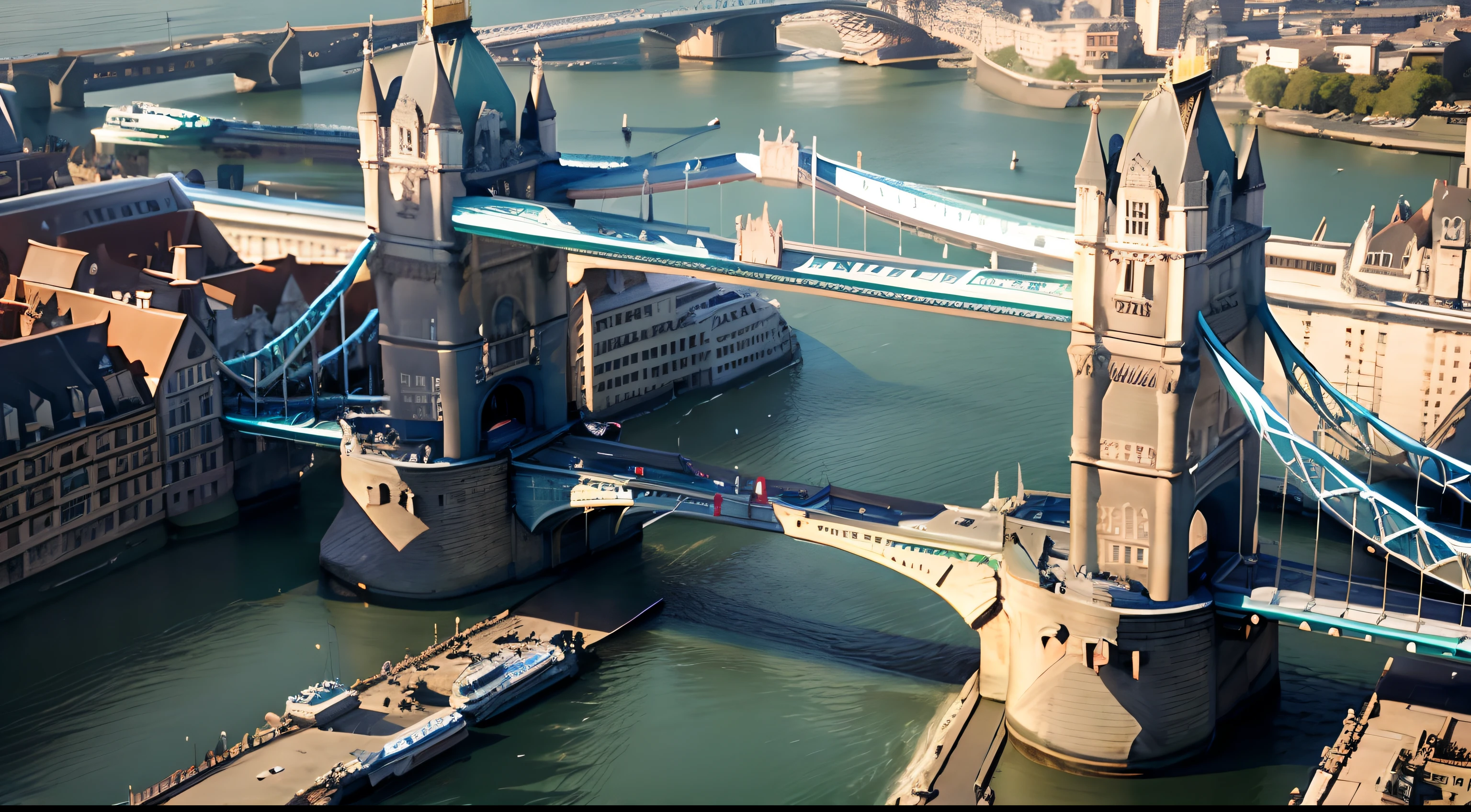 A Tower Bridge,aerial photograph,In the daytime,photo realistic style:Photogram