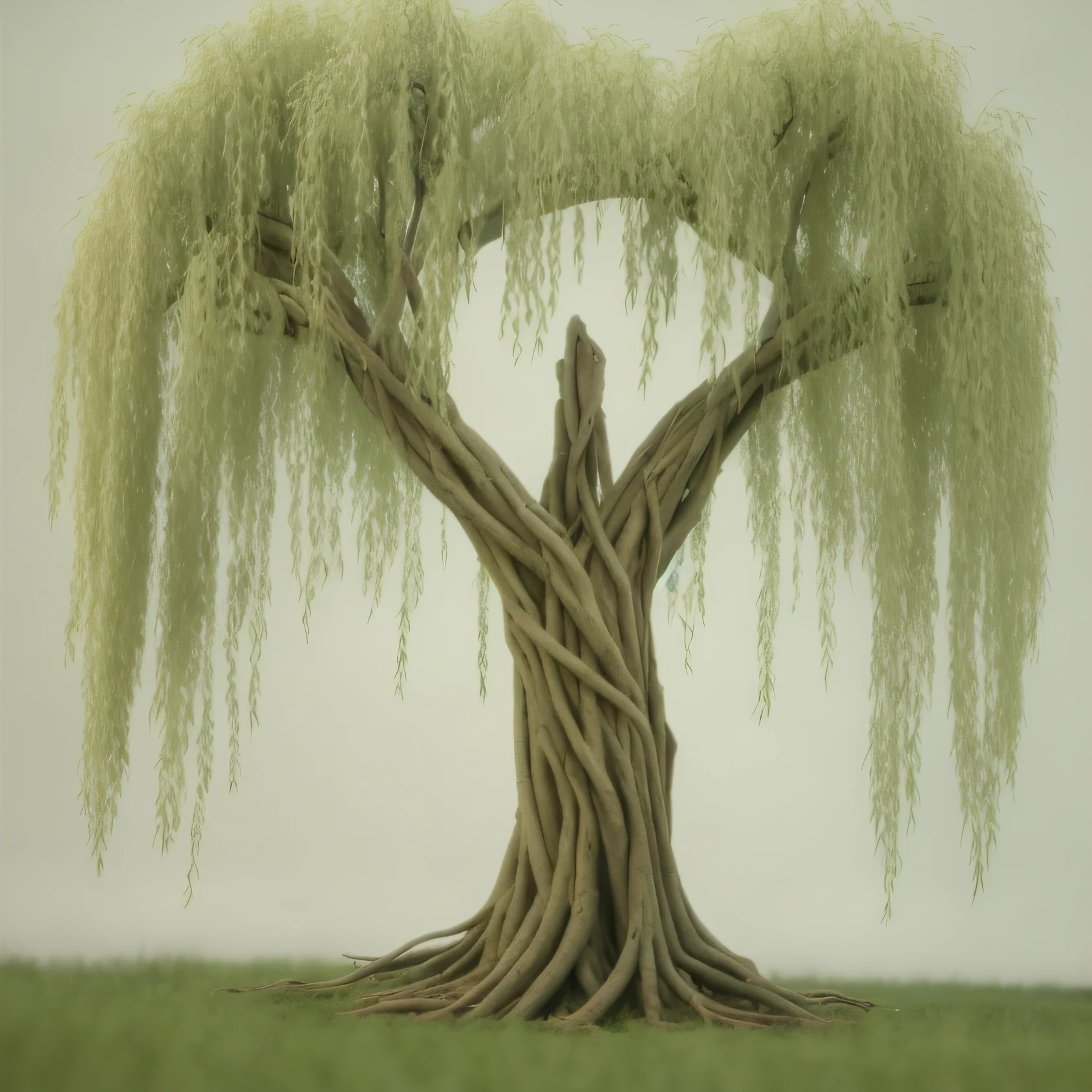 there is a willow tree with three branchoffs