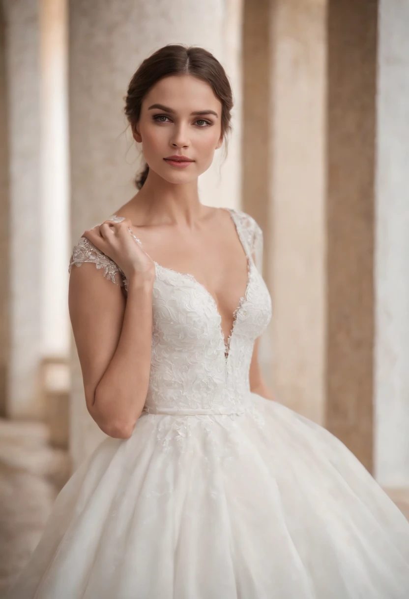 retrato da figura, vestida de noiva, corpo inteiro, vestido sereia branco.