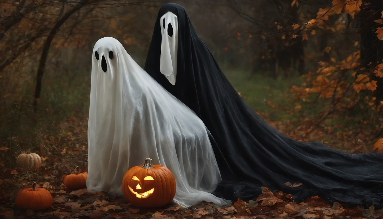 Art paint dark gothic vintage style of halloween ghost phantom