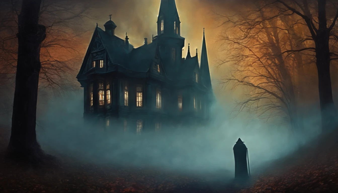 Art Painting Style Vintage Gothic Dark Ghost Mist Halloween Spectre