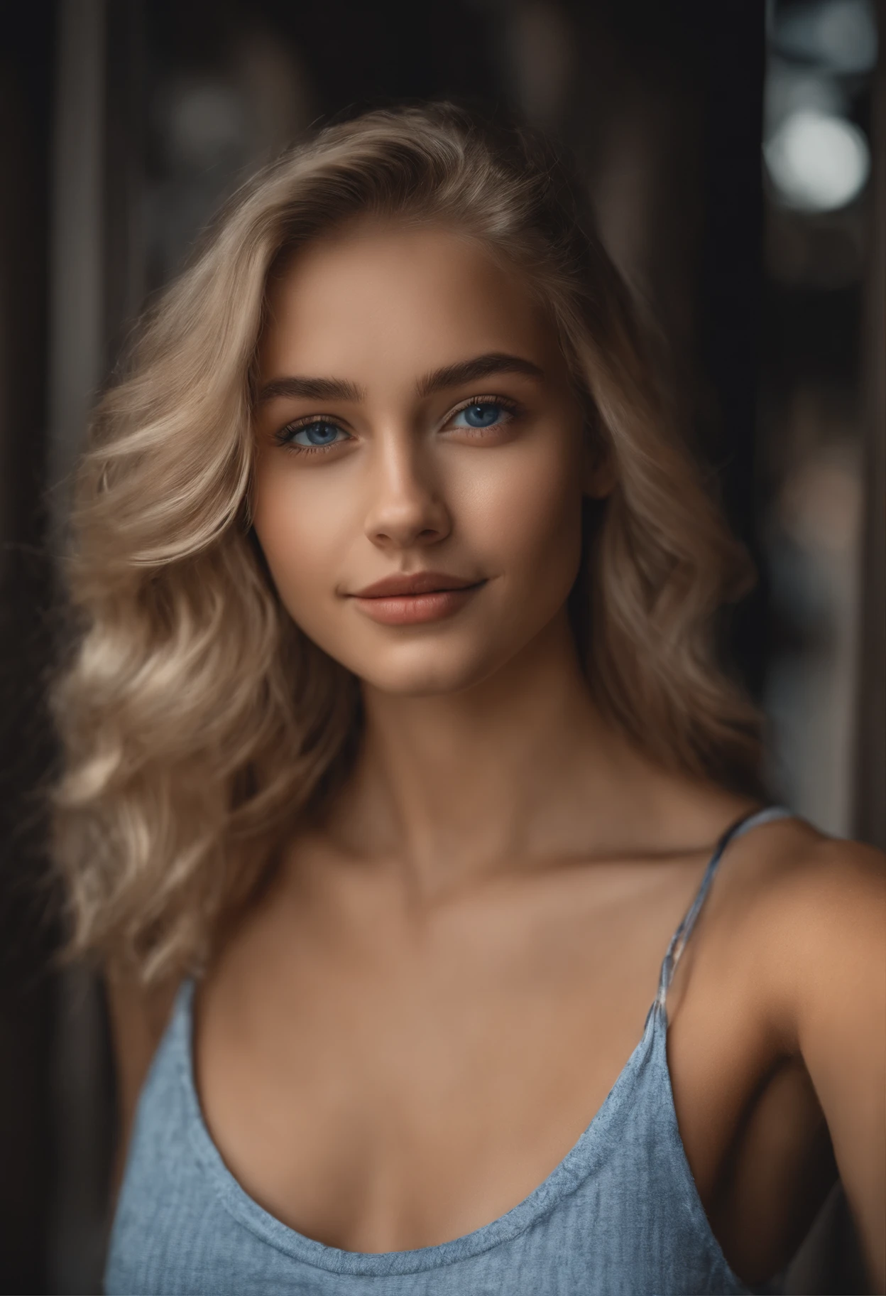 RAW photo in sequence, a photo of a 16-year-old teenager, ((selfie from the upper body of the body, happy)), full length, detailed photos, detailed fund plans, natural light, HDR, realistic photos, professional photos, professional photos, visual sexy, photorealista, Linda, natural skin, 8k UHD, high quality, filmic grain, Fujifilm XT3, blonde hair, blue eyes