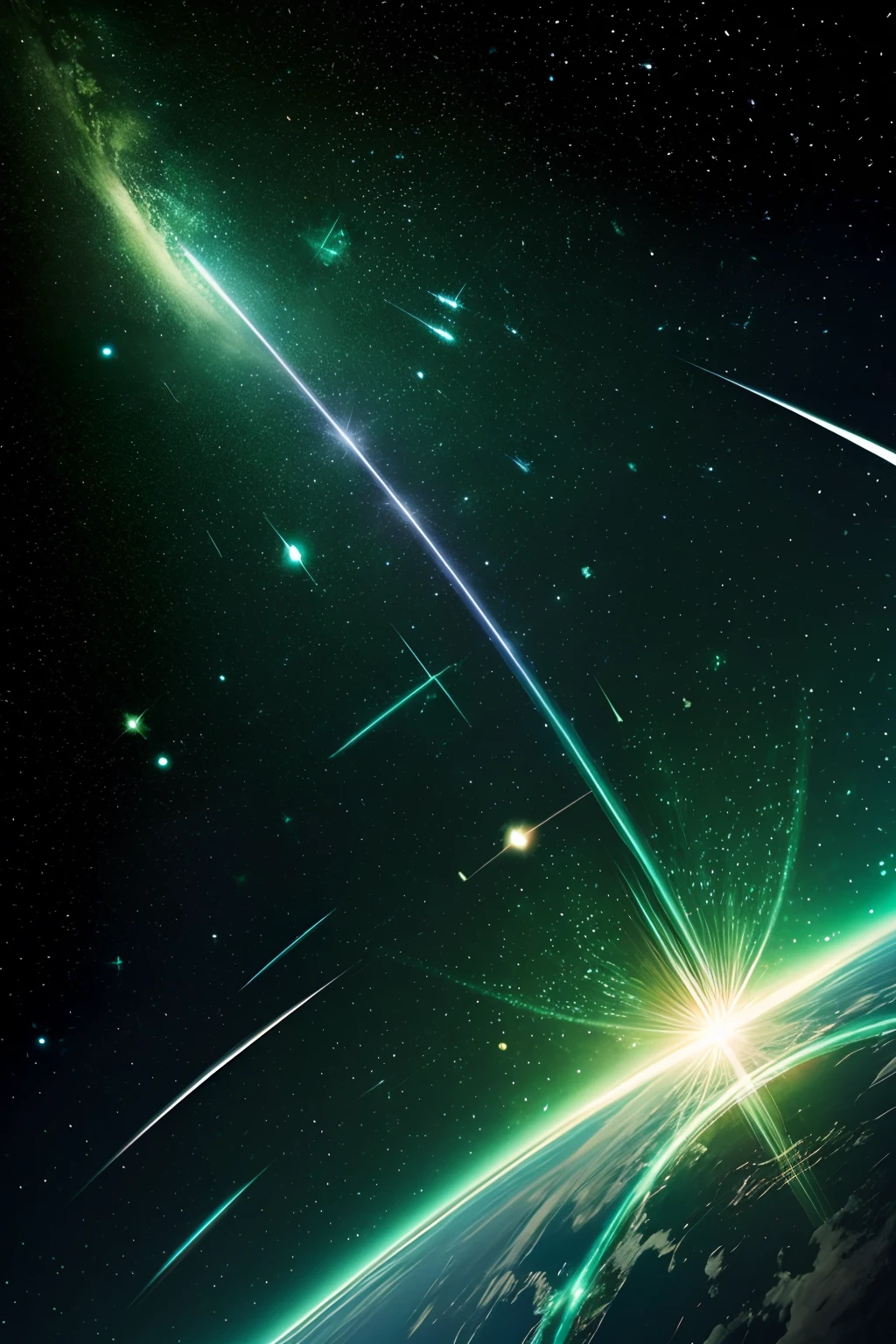 in green、kosmos、big bang、mystical、Geometry、Abstract、in green