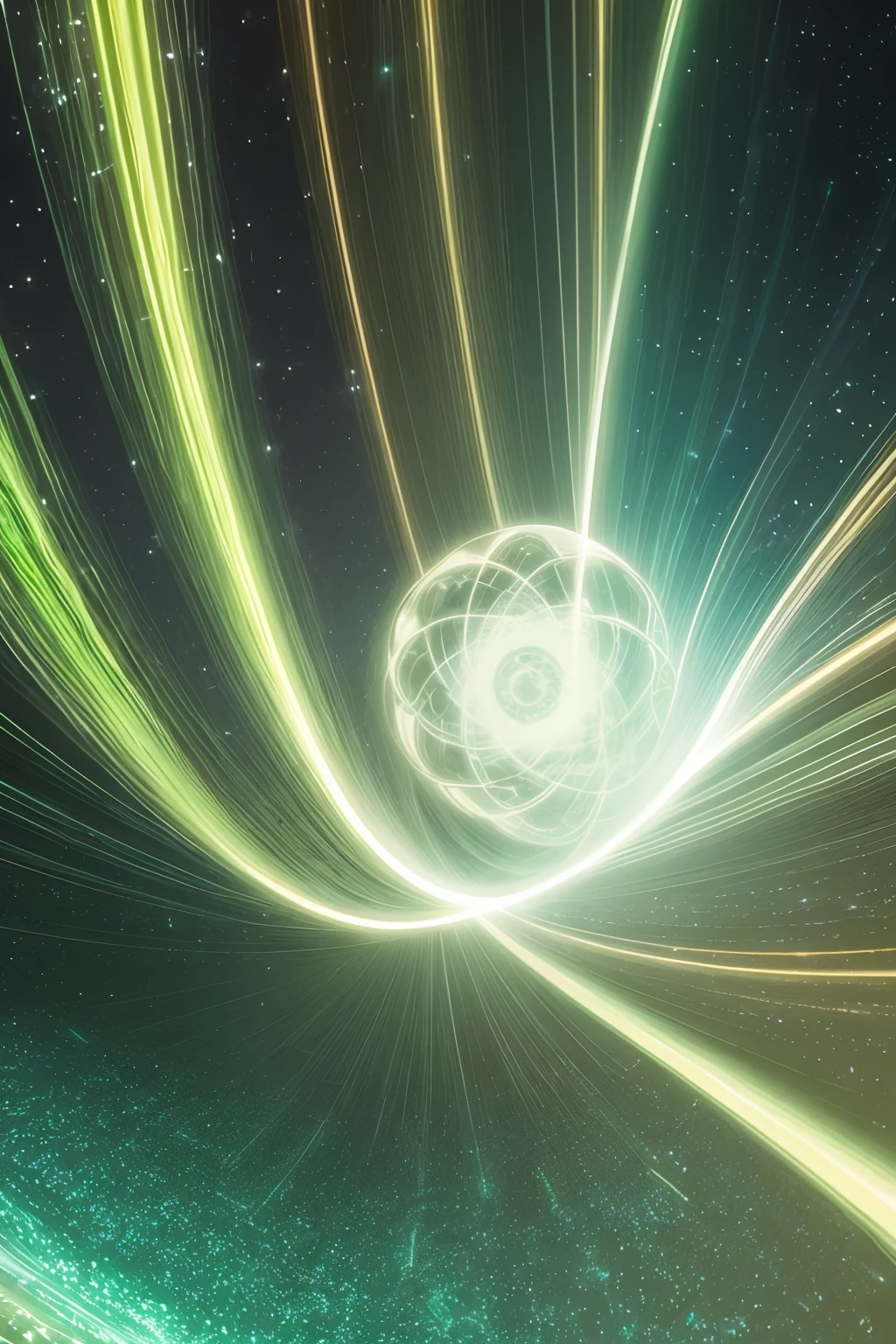 in green、kosmos、big bang、mystical、Geometry、Abstract、in green