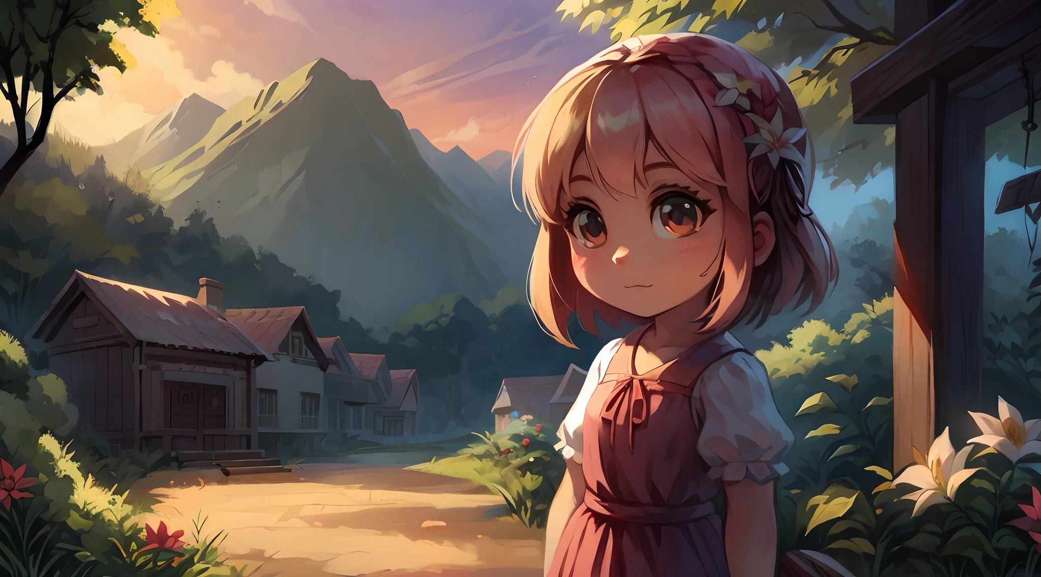 A young girl named Lily holding a mysterious seed with a look of curiosity and wonder on her face.