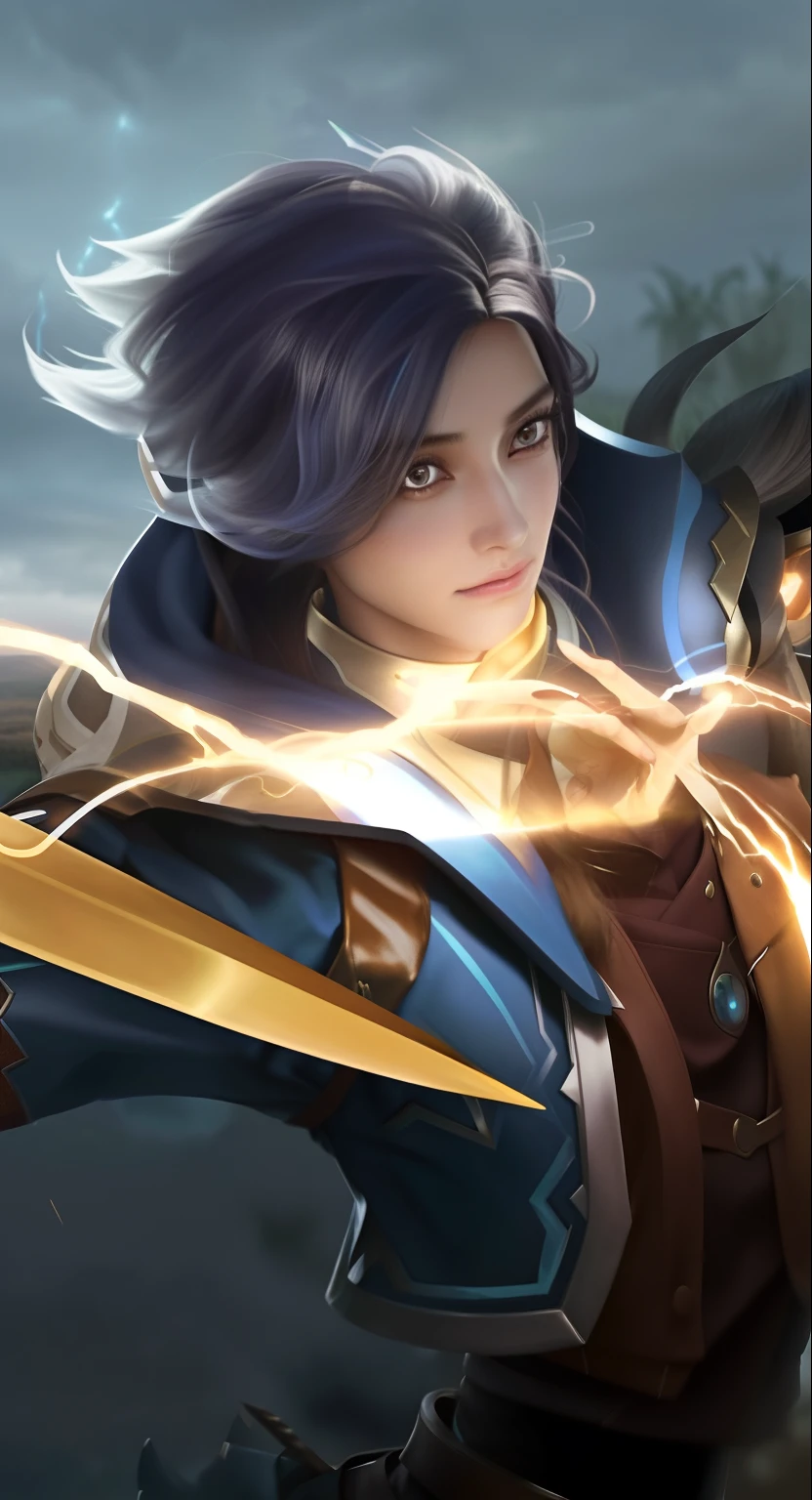 a close up of a person holding a sword in a field, zenra taliyah, taliyah, pharah, maya ali as a lightning mage, youthful taliyah, ashe, kaladin stormblessed, extremely detailed artgerm, artgerm detailed, arcane jayce, valentina remenar, artgerm jsc, heise jinyao, man