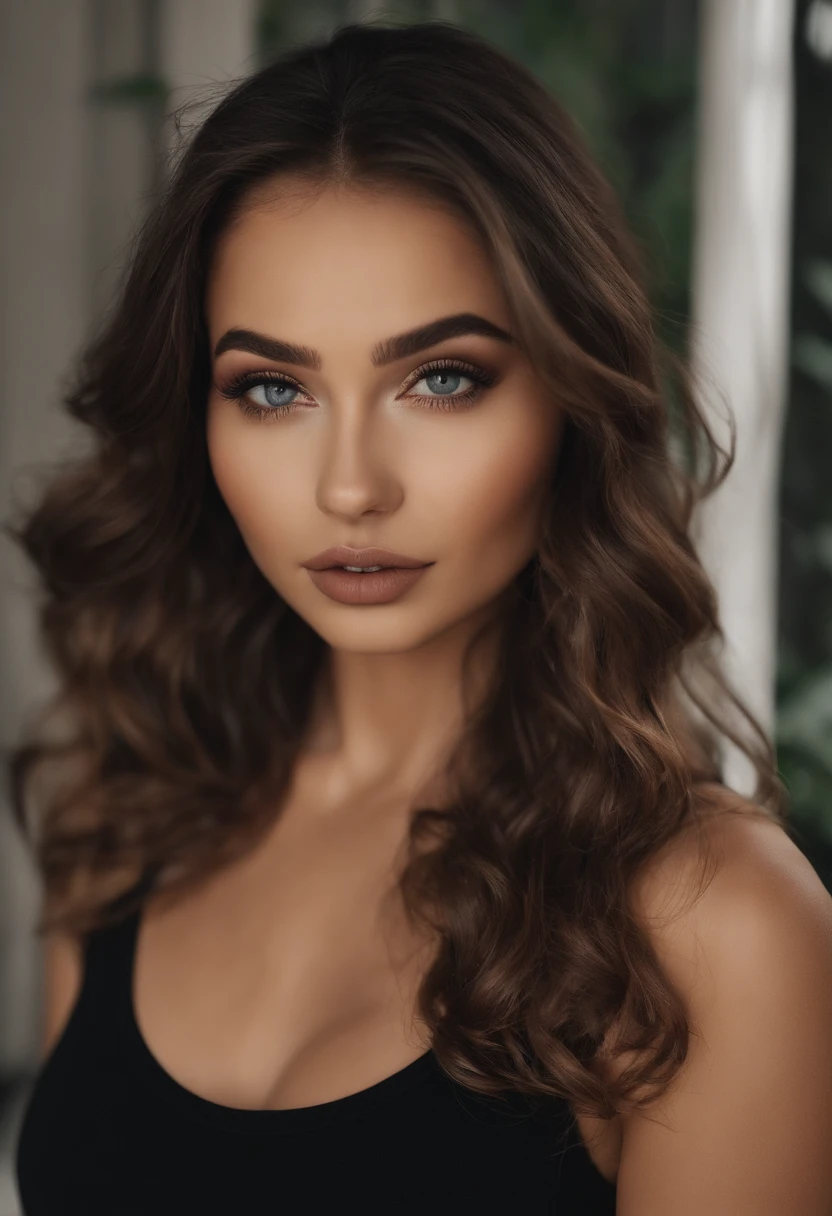 Arafed mujer con camiseta blanca y collar, Comidas en el restaurante, Chica sexy con ojos verdes, Retrato Sophie Mudd, brown hair and large eyes, selfie de una mujer joven, Ojos del dormitorio, Violeta Myers, sin maquillaje, Maquillaje natural, staring directly into camera, cara con artgram, maquillaje fino, Impressive long-lasting shot, penetrantes ojos verdes, beautiful angle, Pose atractiva, sweet girl, pose sexy, Imagen de cuerpo entero, cuerpo completo, Disparo a cuerpo completo, Diosa morena, High detail, Postura satisfecha, con falda gris y botas, Falda superior, Botas hasta la rodilla