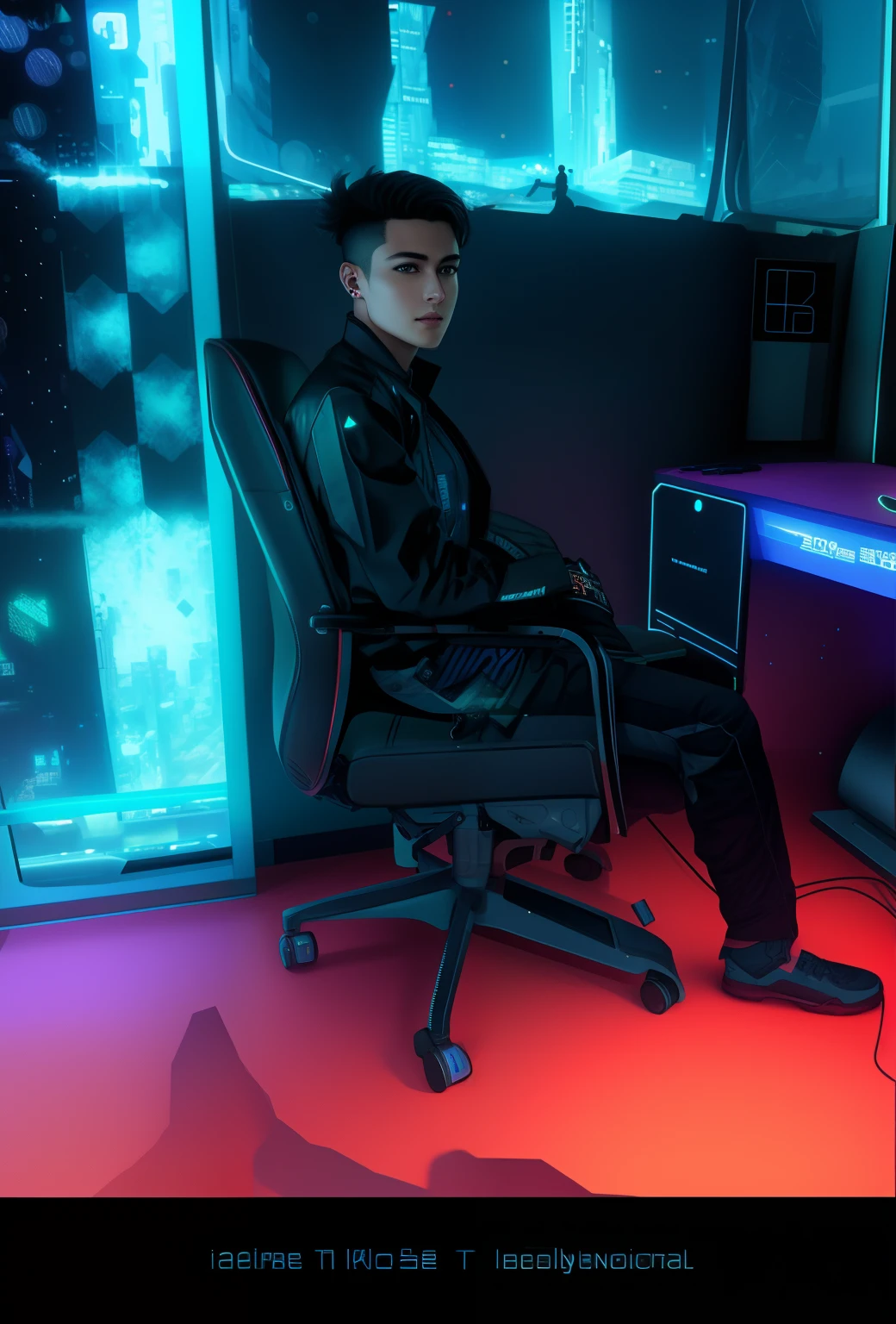 Change background, cyberpunk, realistic, handsome boy, realistic, face