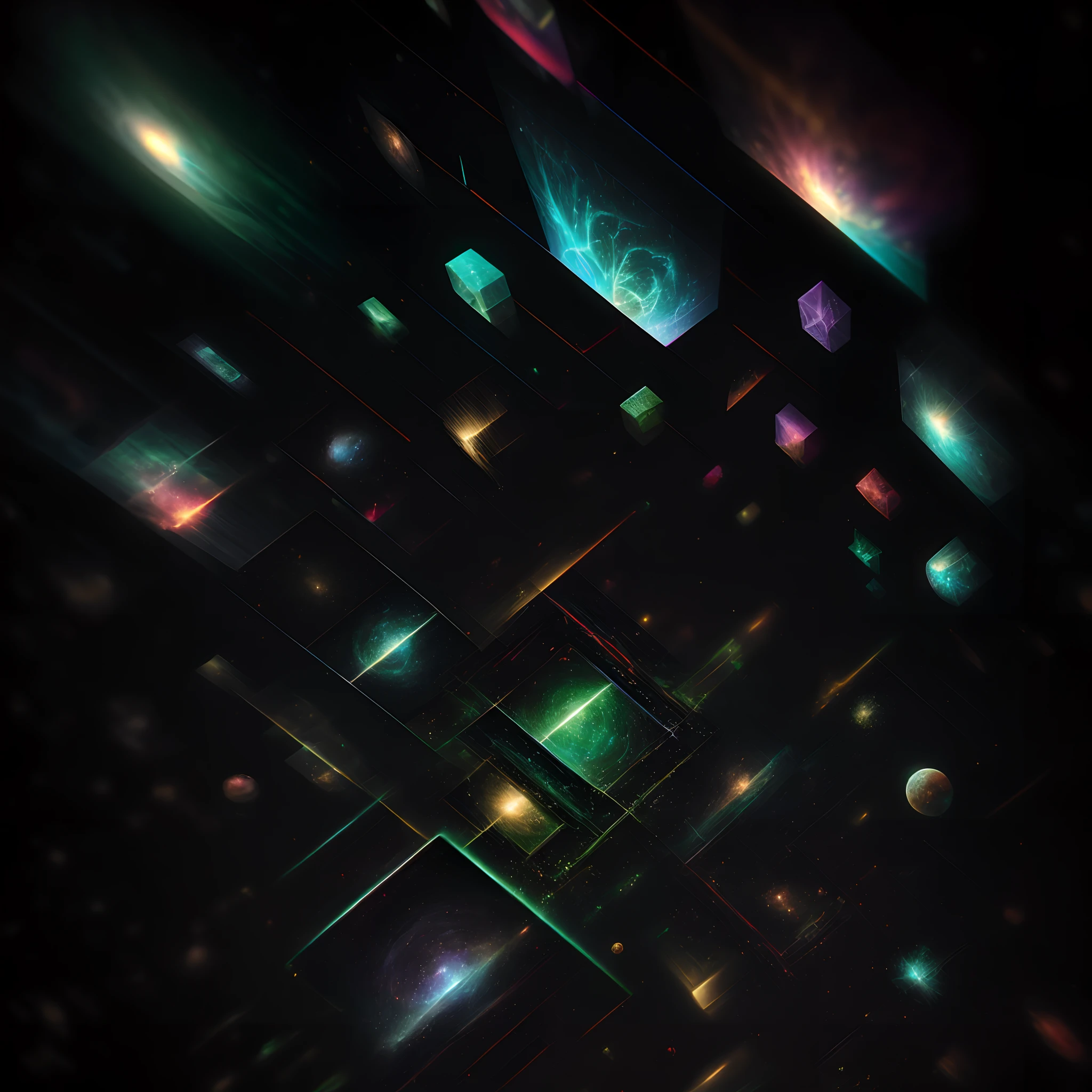 in green、mystical、kindness、Geometric pattern、Abstract、fondling、Cosmic tics