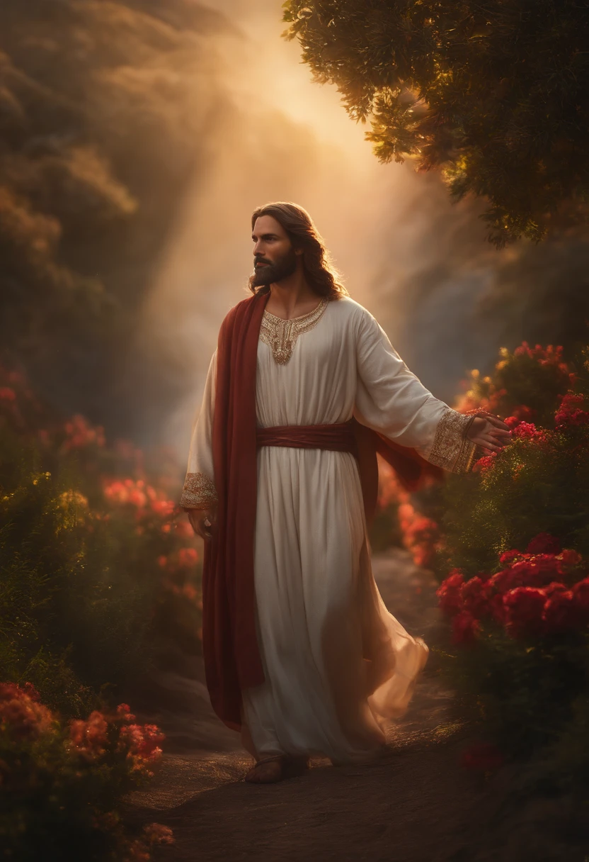 jesus em meio a uma tempestade, obra-prima, melhor qualidade, alta qualidade, papel de parede 8k de unidade CG extremamente detalhado, fotografia premiada, Bokeh, Depth of Field, HDR, bloom, chromatic aberration, fotorrealista, extremamente detalhado, trending on ArtStation, trend at CGSociety, intrincado, alto detalhe, dramatic, arte no meio da jornada, volumeric lighting