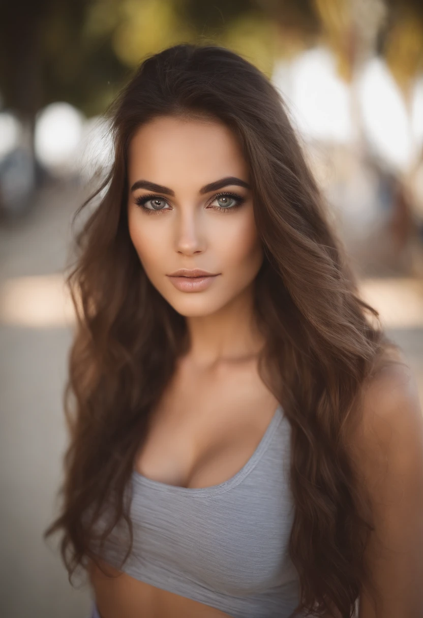 Arafed woman with matching tank top and panties, fille sexy aux yeux bruns, Portrait Sophie Mudd, cheveux bruns et grands yeux, selfie of a young woman, Yeux de chambre, Violet Myers, sans maquillage, maquillage naturel, looking straight at camera, Visage avec Artgram, Maquillage subtil, Superbe photo du corps entier, at the beach, clivage, tits, ass, sexy, sex, levrette, position sex,