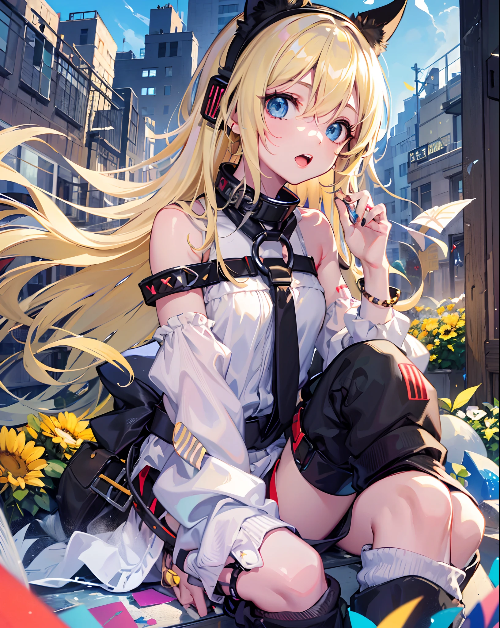(8K, better quality, masterpiece:1.2), (realist, foto-realist:1.37), super detailed, 1 girl, beautiful, alone, beautiful and detailed sky, detailed environment , noon,(ruddy nose), (close your mouth), beautiful and fine eyes,(long hair:1.2), NovaFrogStyle floating hair, (Aiz Wallenstein de Danmachi), 完璧なwhole body, whole body, seductive feet,off shoulder sweater,Pink mini skirt,black tights,ankle fur,sneakers,In town,walking