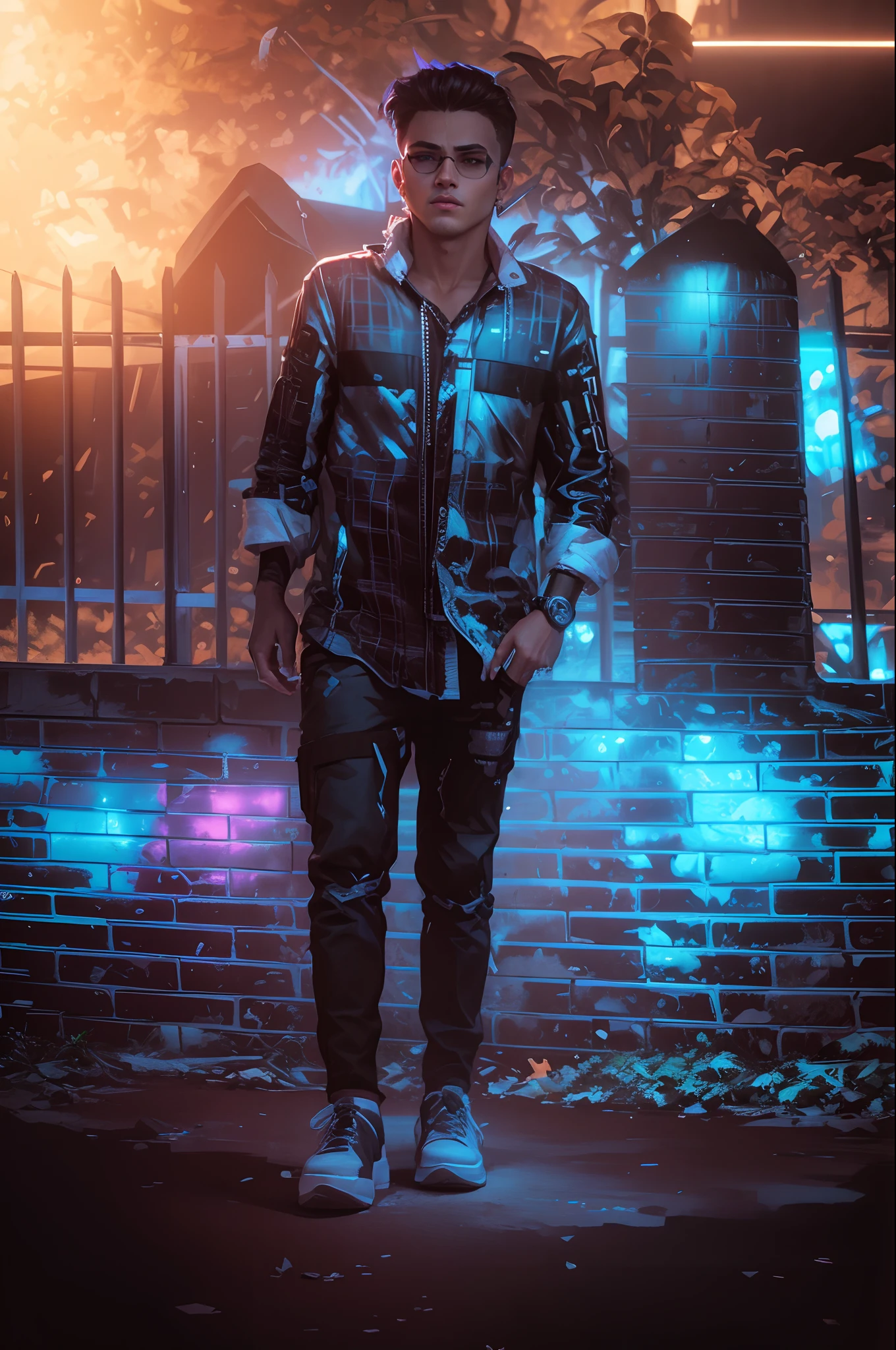 Change background cyberpunk handsome boy, realistic face,8k,ultra realistic