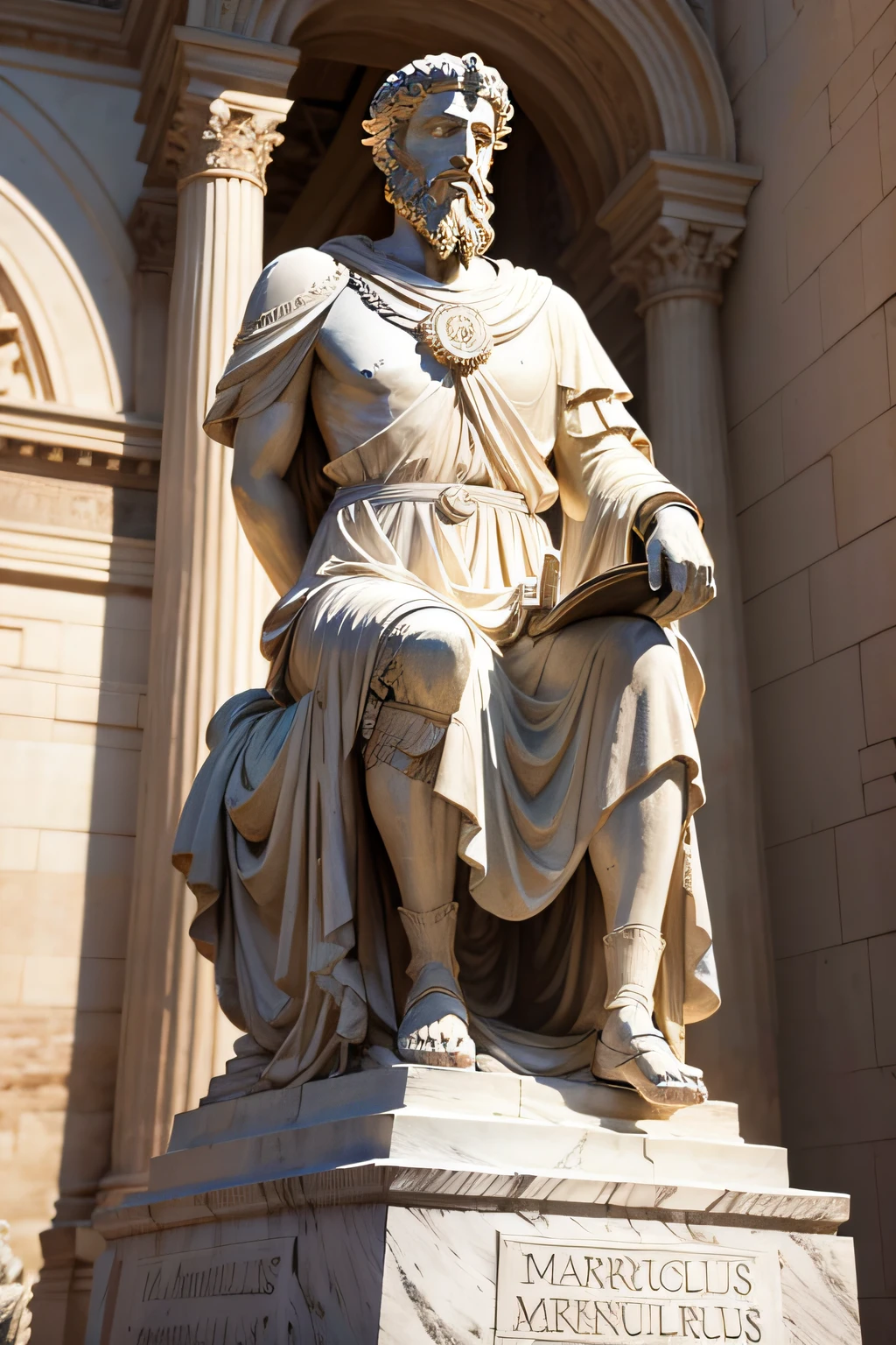 Marcus Aurelius statue in the middle of an ancient city