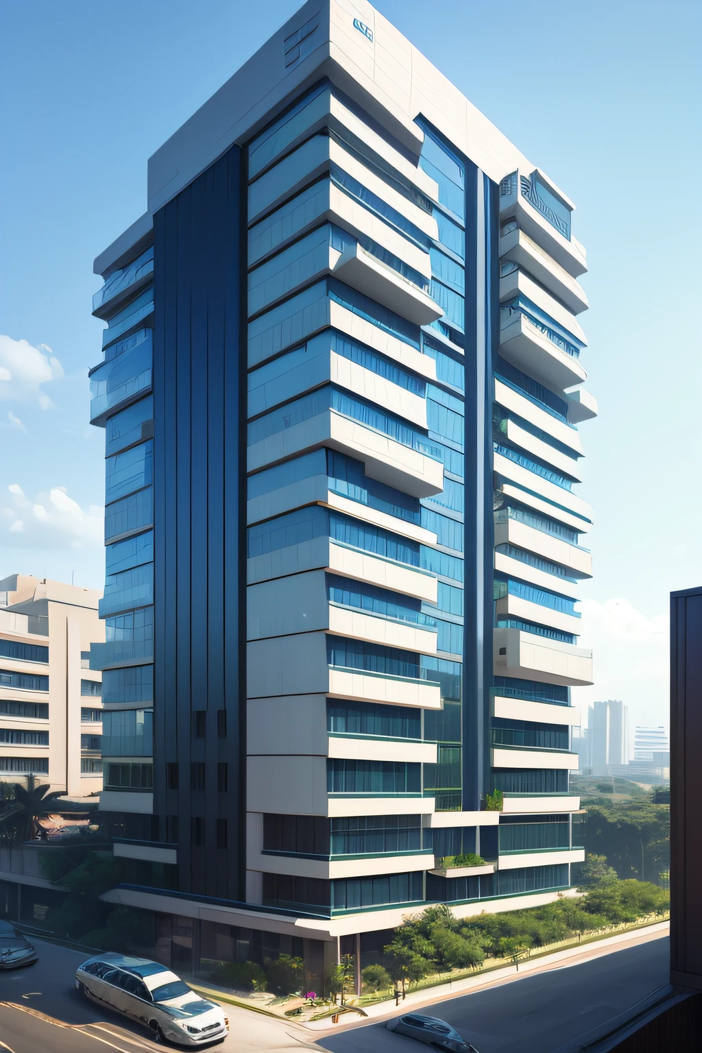 creates an 8-storey mixed building with vegetation and a swimming pool, which adds housing. office, recreation, restaurant on the ground floor