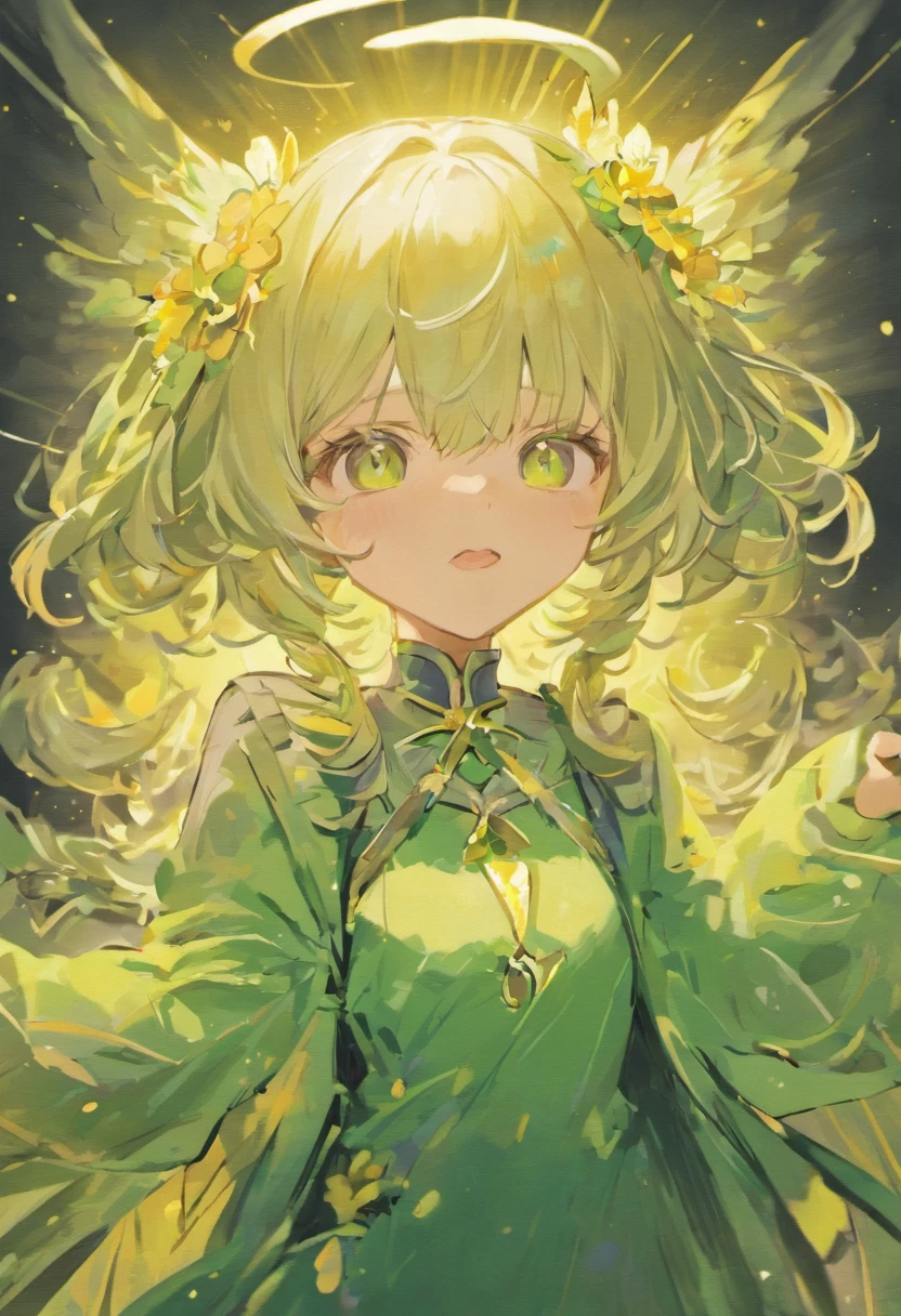 Anime girl with gray hair and green and yellow flower headdresses on her hair, cunning expression, ahegao face,, she has a cute expressive face, ahegao, from girls frontline, mischievous expression, exciting expression, nyaruko-san, smirk expression, sly smile, anime moe art style, extremely cute anime girl face