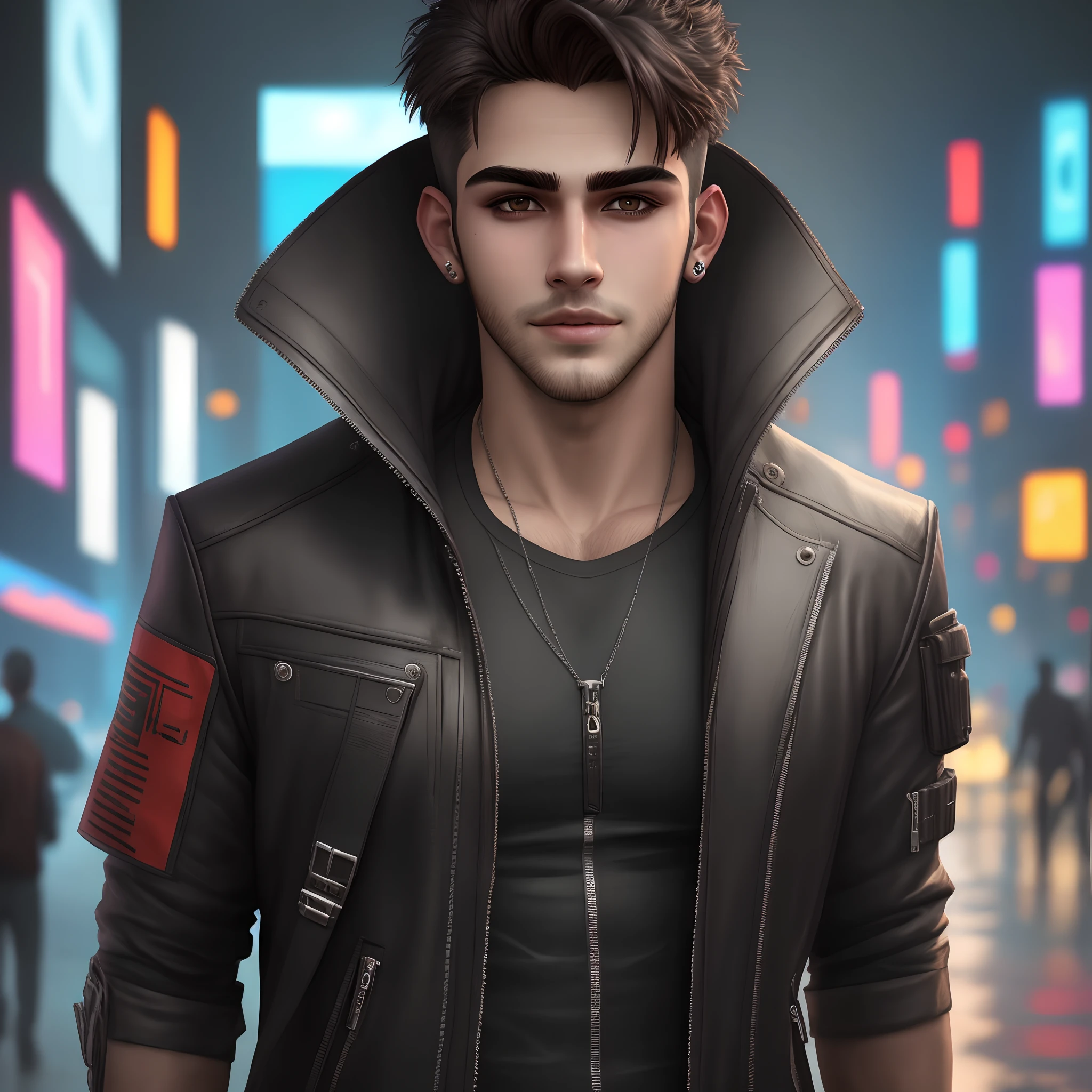 Chenge background cyberpunk handsome boy ultra realistic
 INFO