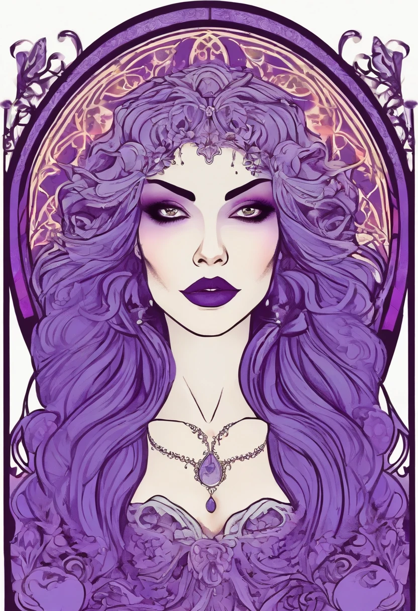 Amethyst, Steven Universe, Greek goddess,Masterpiece, delicate features, purple woman, full mouth, white hair, amethyst stone, Divine art, chubby woman