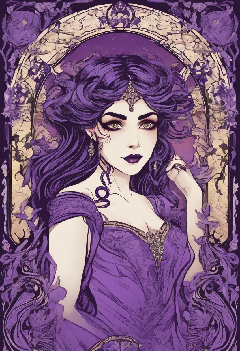 vampire girl Very scary and linda, ART nouveau, purple background, gothic style, fire lights, muitos detalhes, apenas luz de velas, very realistic, only face
