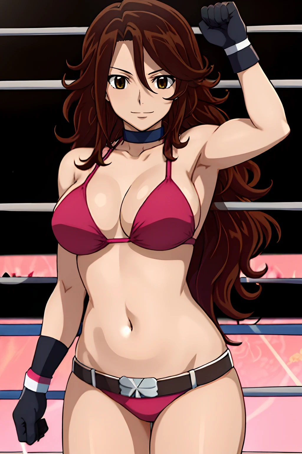 curvy belly, titration screen,, Elegant lady, (upper body only), anime style: 1.8, anime drawing, ultra detailed face, ultra detailed body, 4k, Sumergai Lee Noriega, (standing), best quality, anime style, hires, highest definition, digital blending, bold drawing lines, ((wwe diva), (location: wrestling arena, crowds watching), ( big shoulders, slim body, (wrestler body, thick arms, detailed biceps), , broad shoulders, closed fists, (very curvy: 2.8)), ((white bikini, only, white gloves, collar, hand protector, (champion belt on bare belly))), loser, defeated, sad, (pale skin, big breasts, smile), (big eyes, brown eyes), (clapping), ( brown hair, loose hair, curly hair, wavy hair, long hair, missy hair), 27 years old,