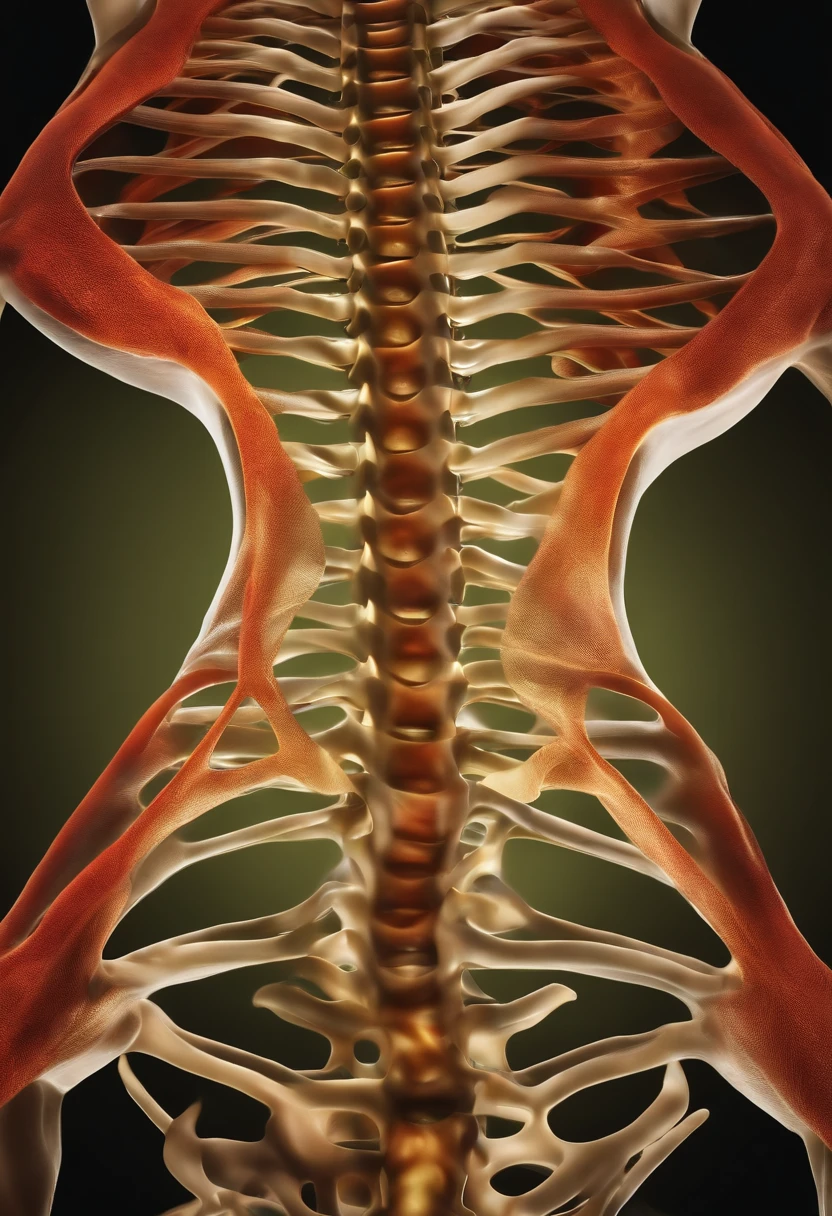 colorful illustration of The ligaments of the thorax seen from the inner or dorsal surface, art by anatomical-illustration