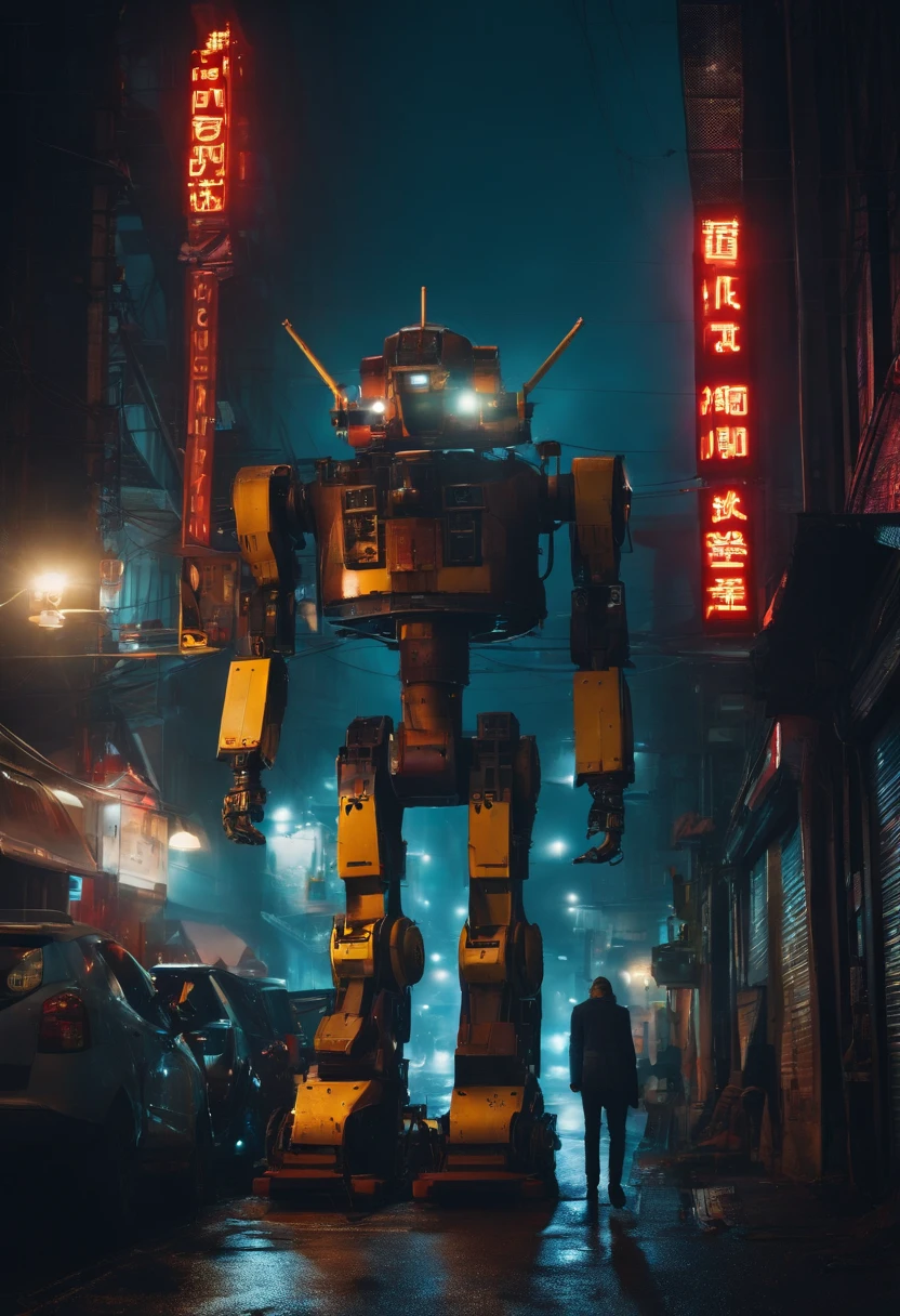 Giant robot stilt sucking electricity from the city
