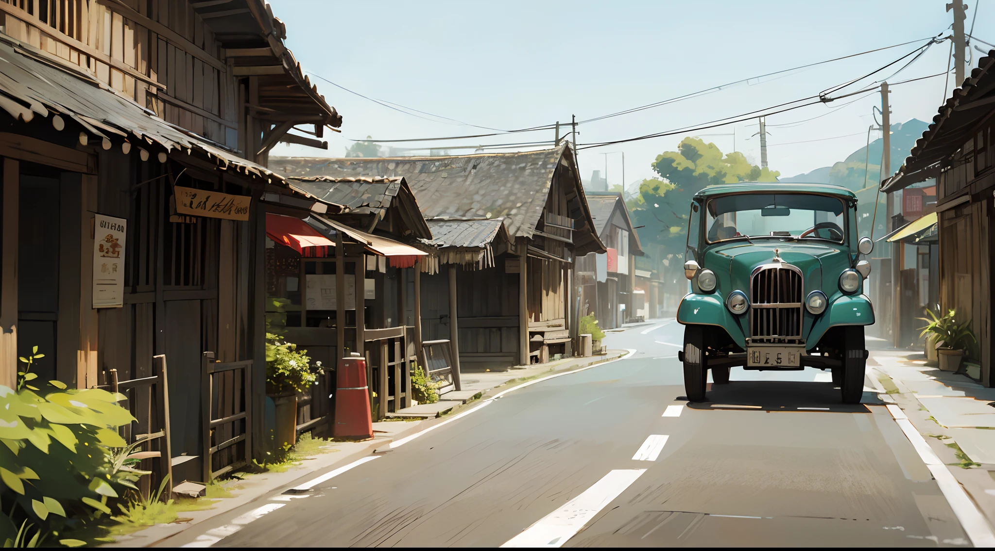 drive a car in old village --auto --s2