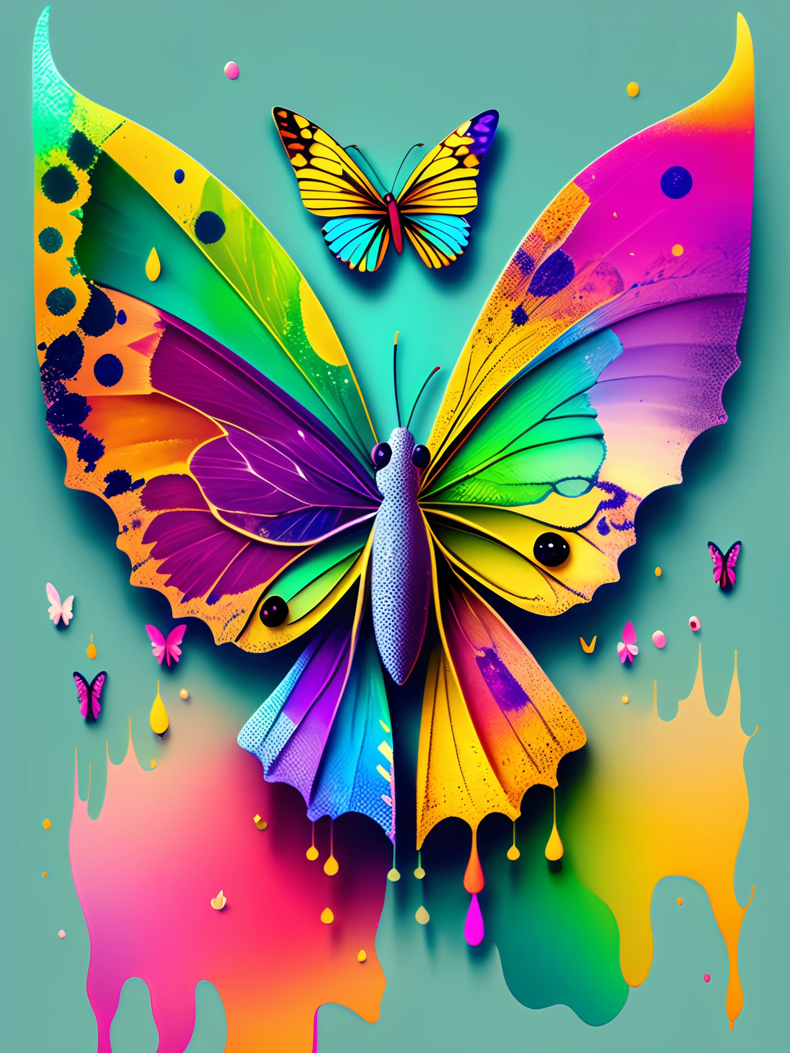 A colorful butterfly with wings made of symbols of curiosity and learning