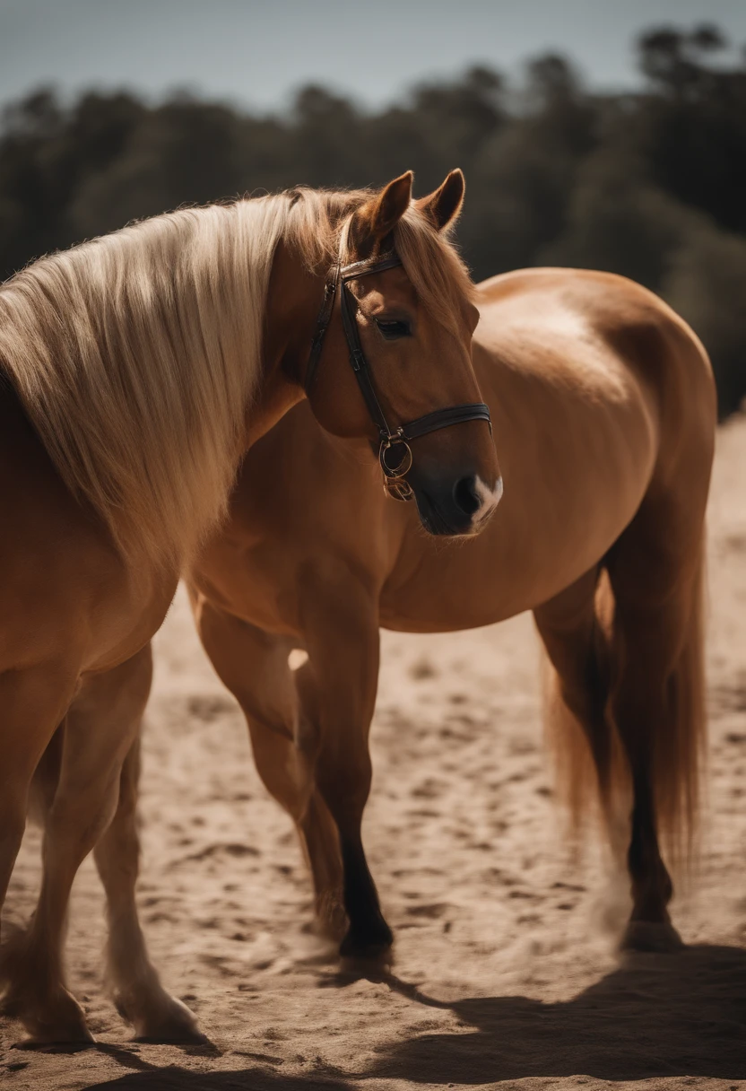 NSFW (nude) (Nami ((human)) large breasts, strip of pubic hair) side to rear view, vaginal penetration fucking (((nude male brown horse with horse penis))), full body, on a deserted beach